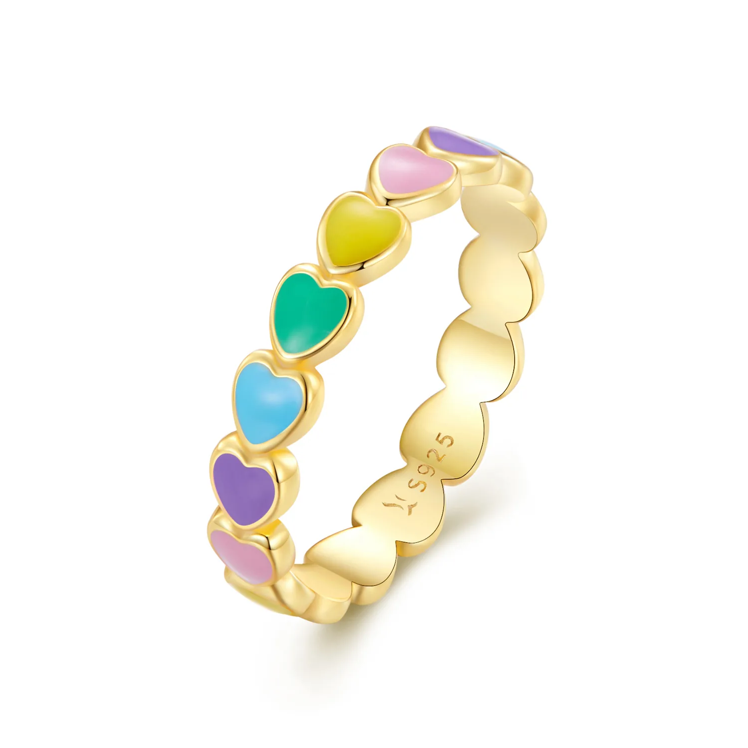 anello a forma di cuore arcobaleno di stile pandora scr444 b