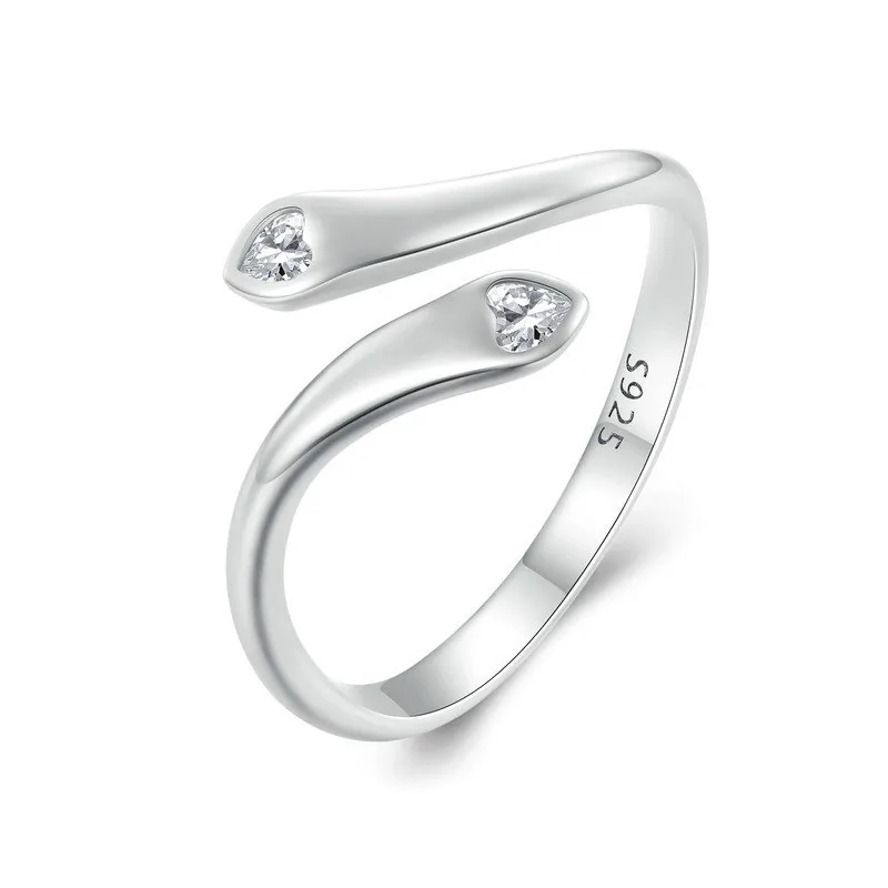 anello aperto a doppio cuore pandora style scr946 e