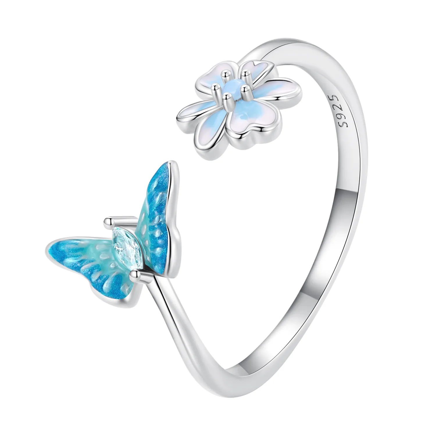 anello aperto a farfalla di stile pandora scr911
