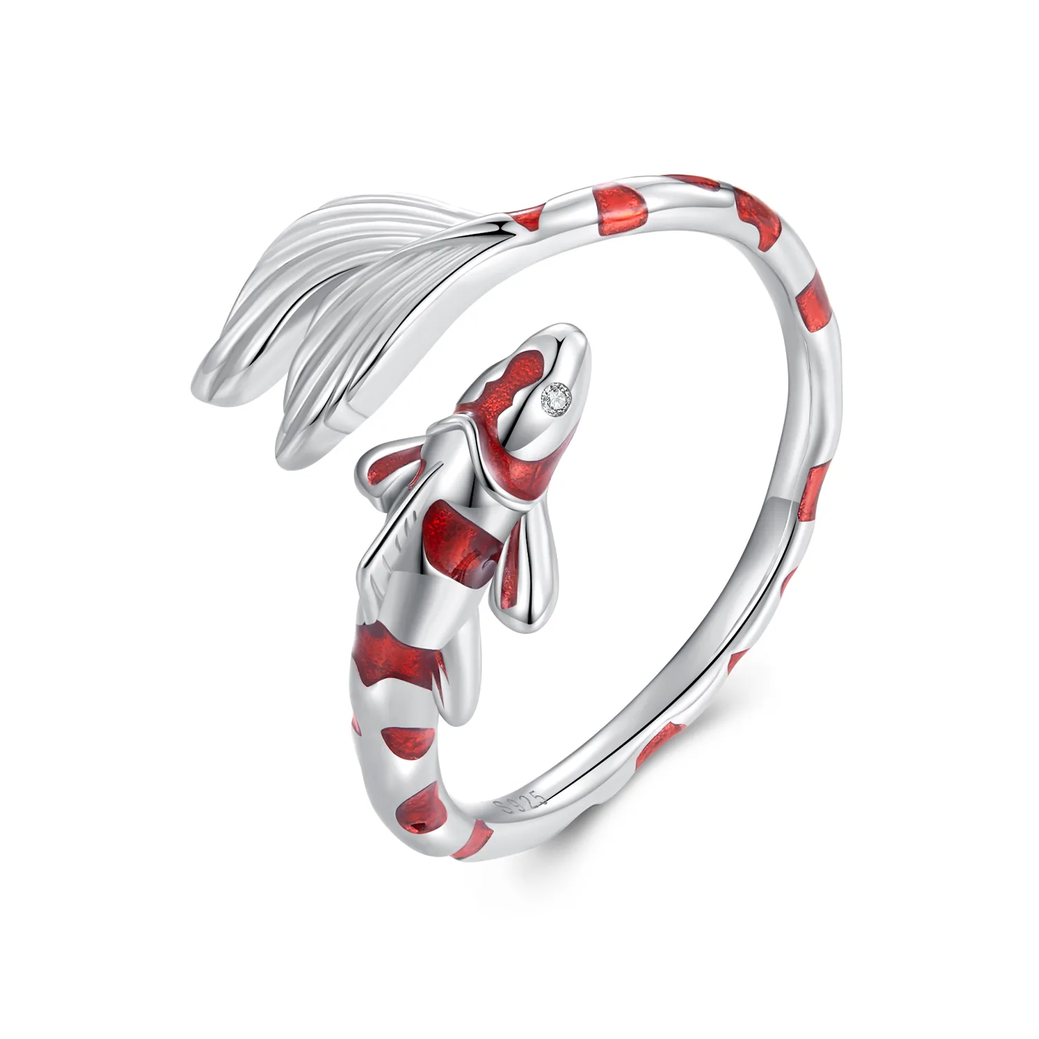 anello aperto in stile pandora con motivo koi bsr474 e