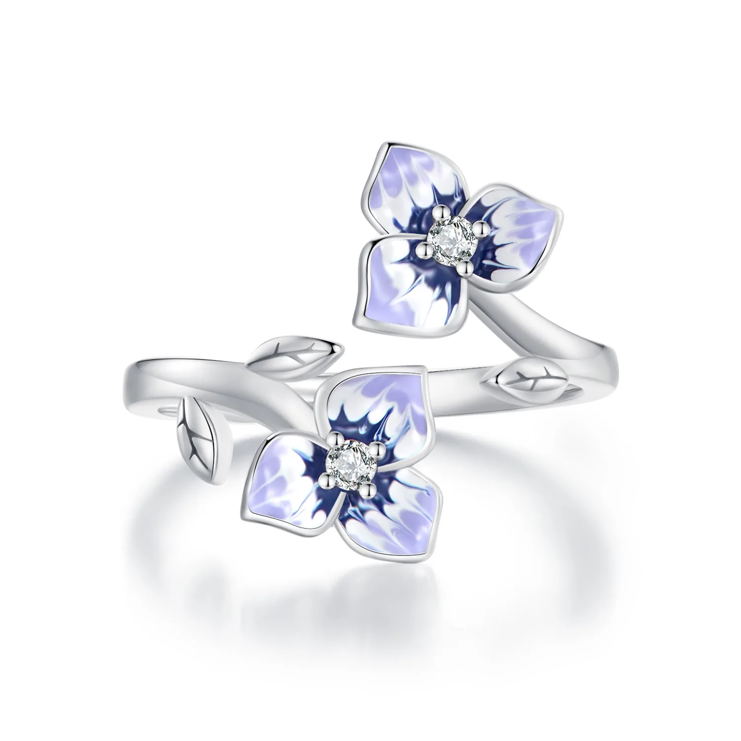 anello stile pandora con fiore di pensiero bsr451 e