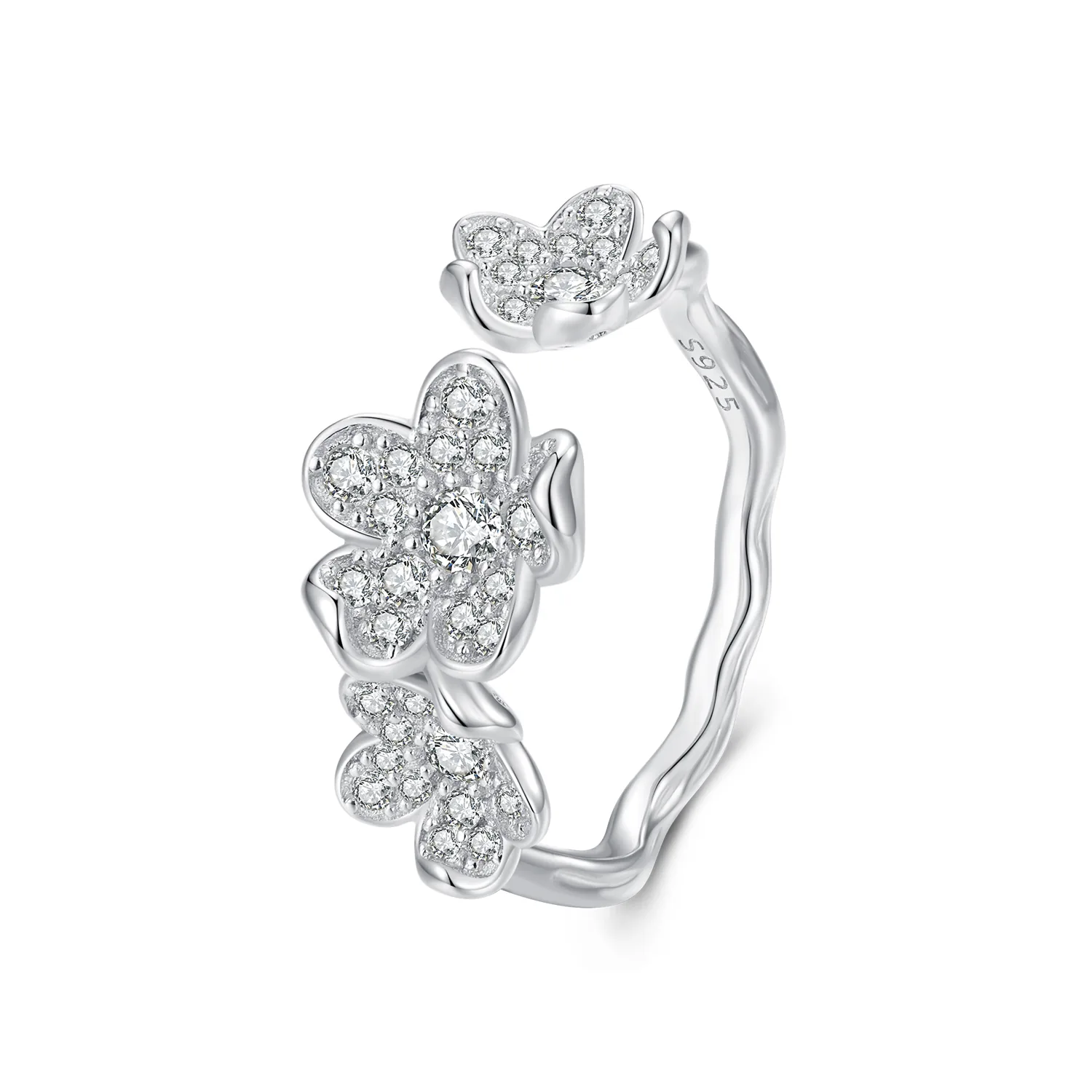 anello stile pandora pieno di fiori bsr447