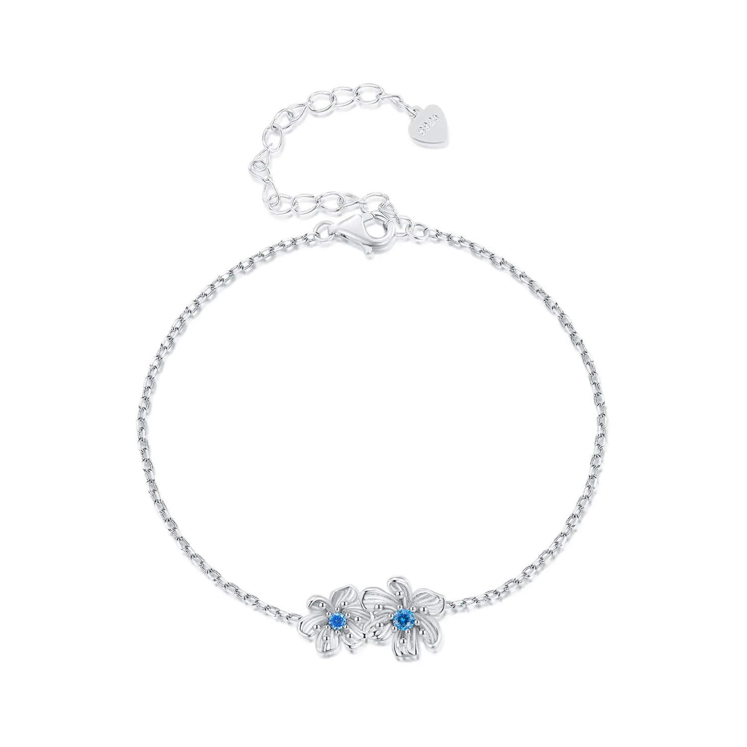 braccialetto a catena con charm a forma di fiore blu stile pandora bsb138