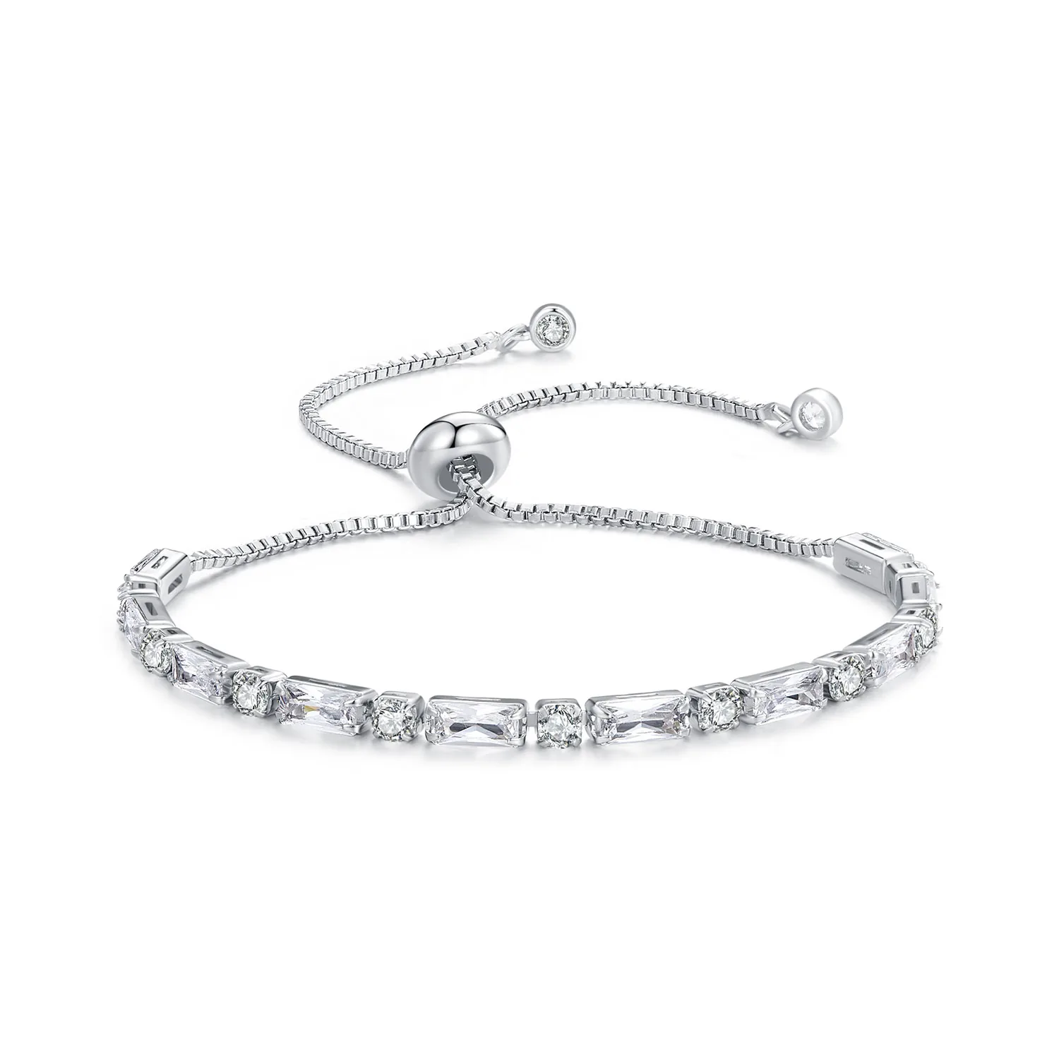 braccialetto scorrevole in stile pandora con zirconi scintillanti yib062