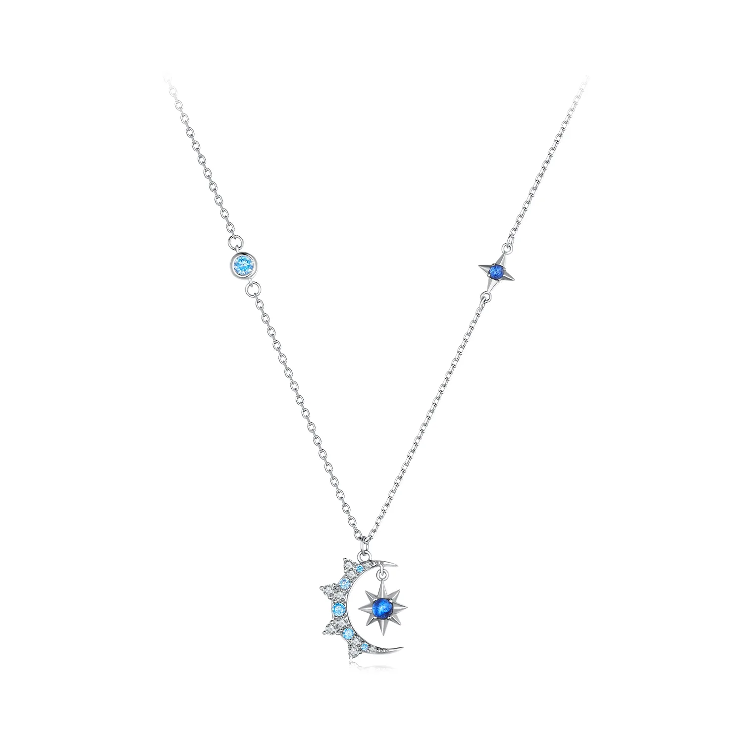 collana a stile pandora con motivo a stella e luna bsn347