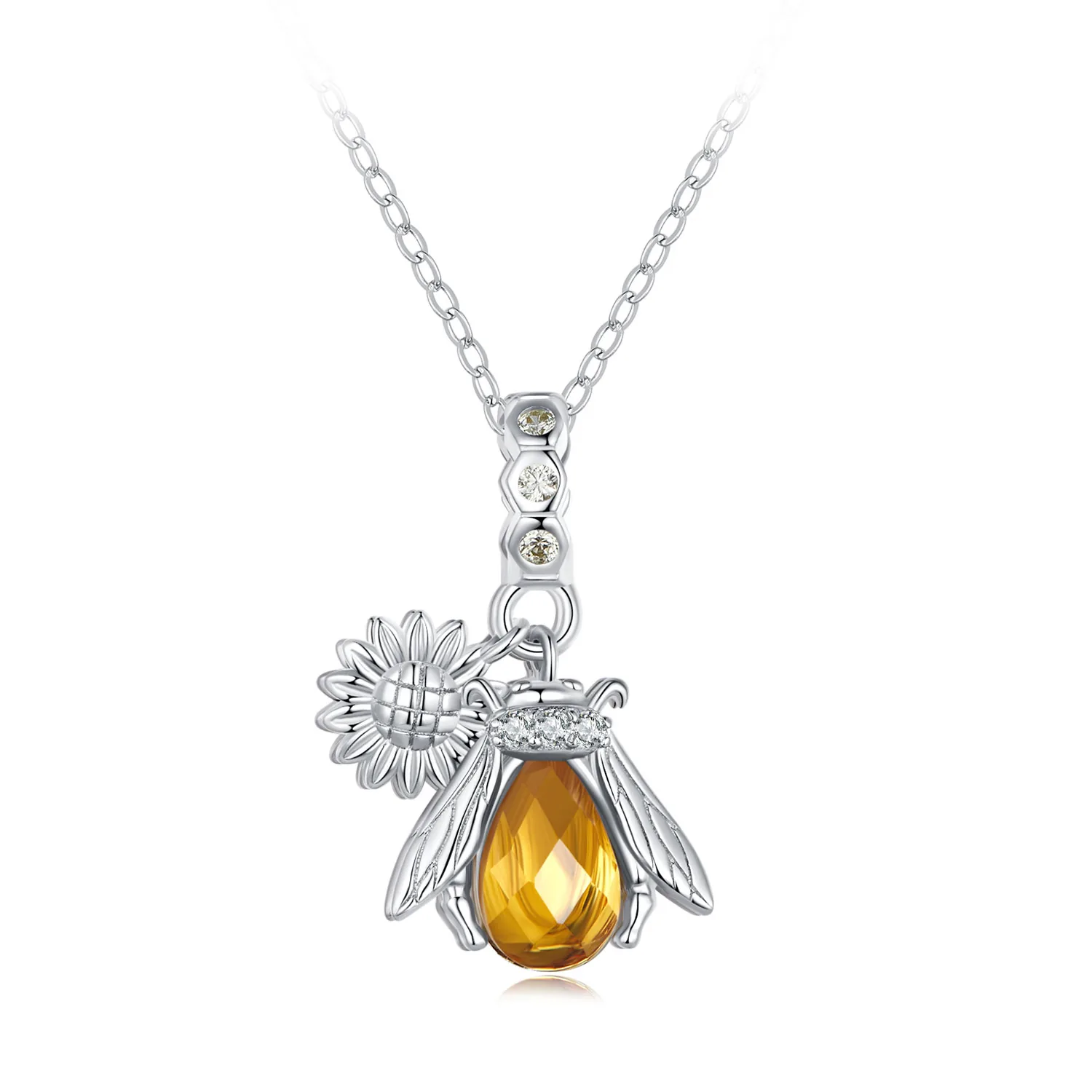 collana con ciondolo a forma di ape e margherita stile pandora bsn356