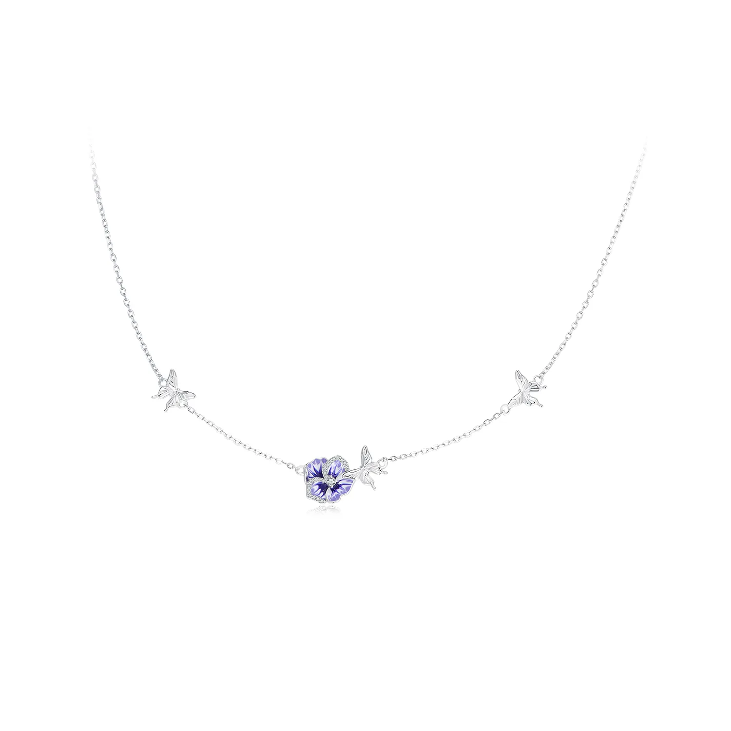 collana elastica con fiore di pensée stile pandora bsn336