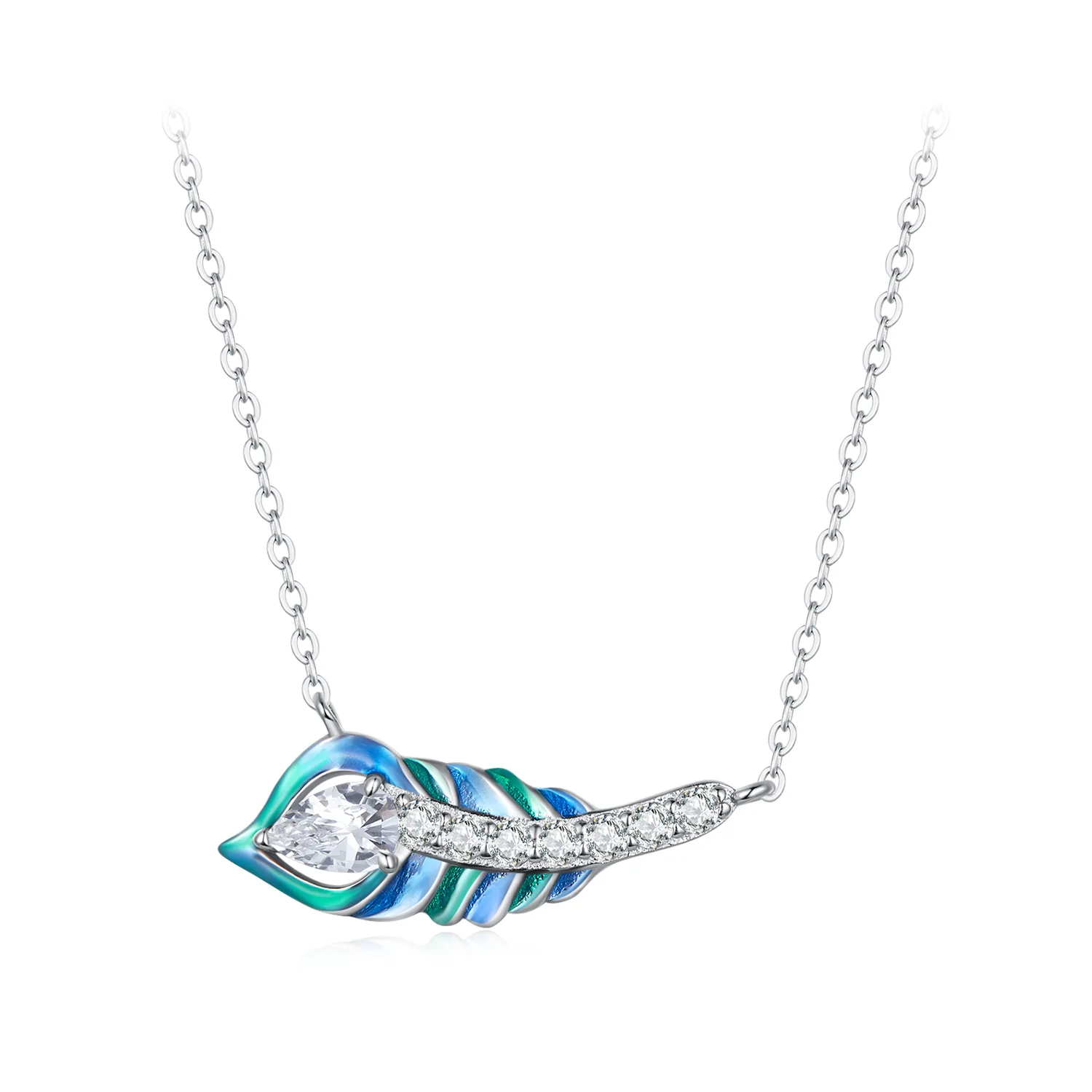 collana stile pandora con piuma bsn346