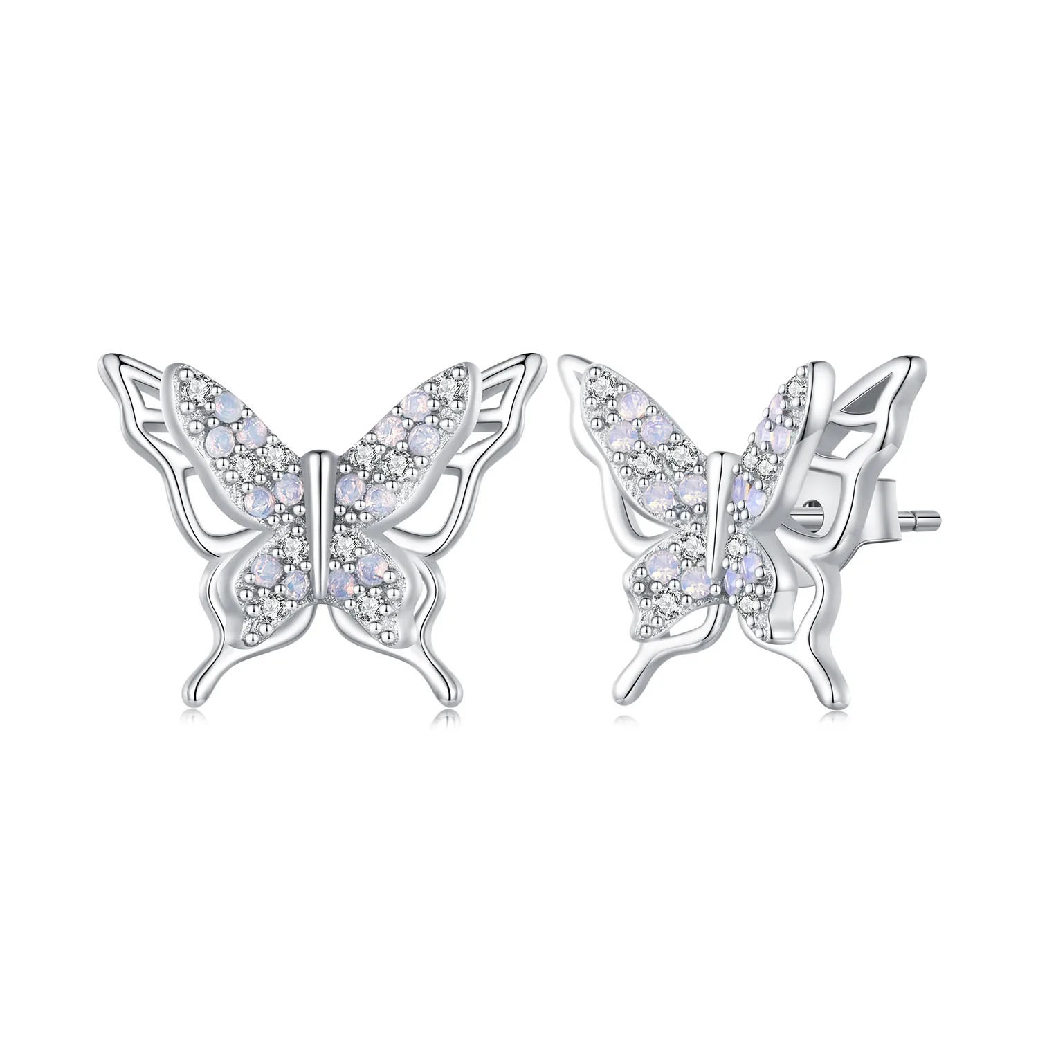 orecchini a bottone con farfalla in stile pandora bse910