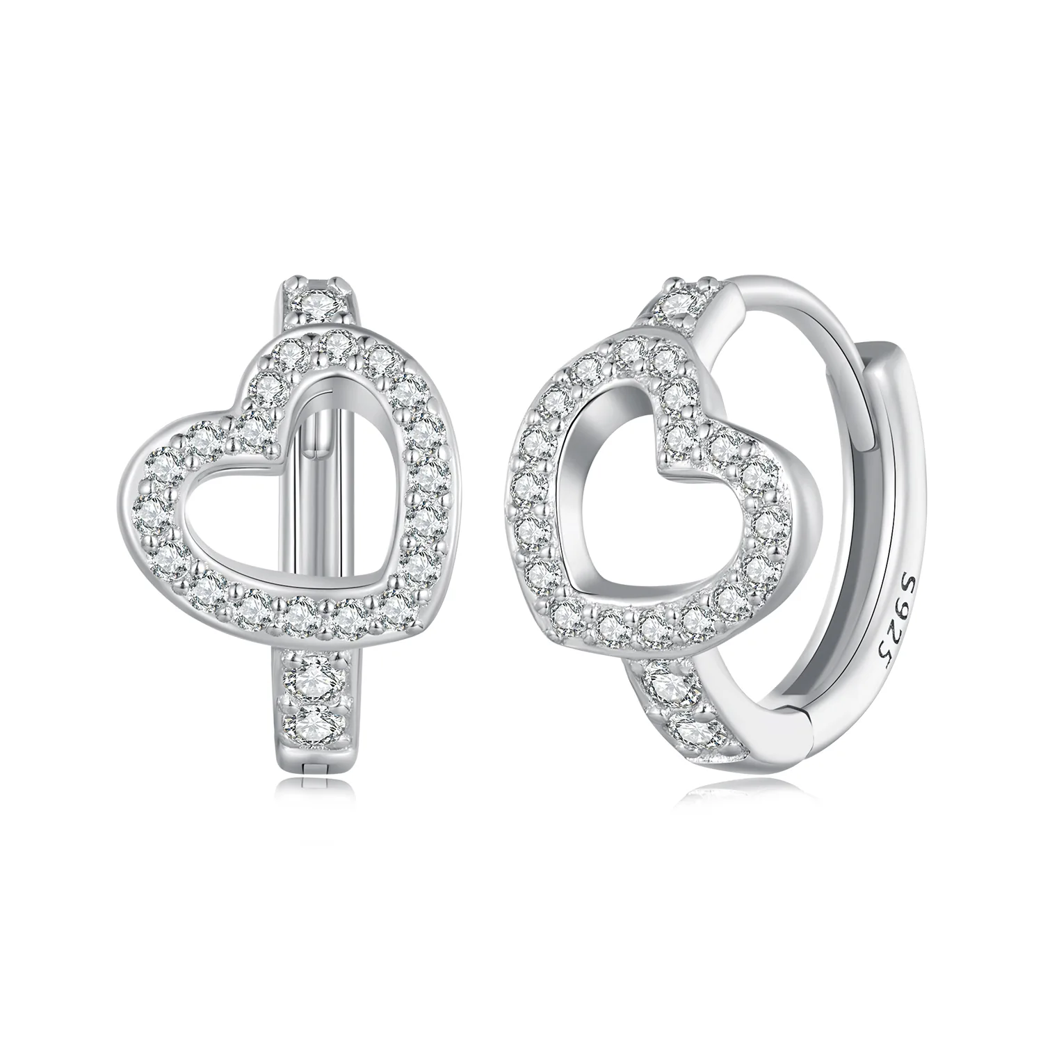 orecchini a cerchio a forma di cuore in stile pandora bse879