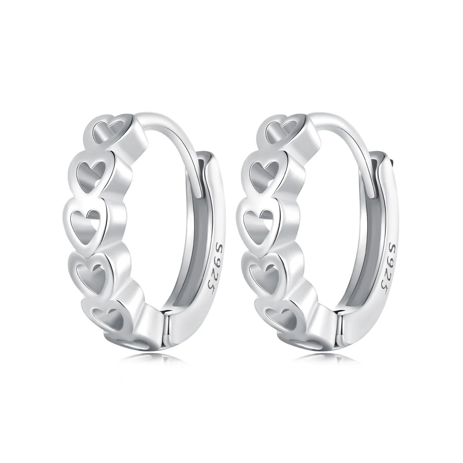 orecchini a cerchio a forma di cuore in stile pandora bse880