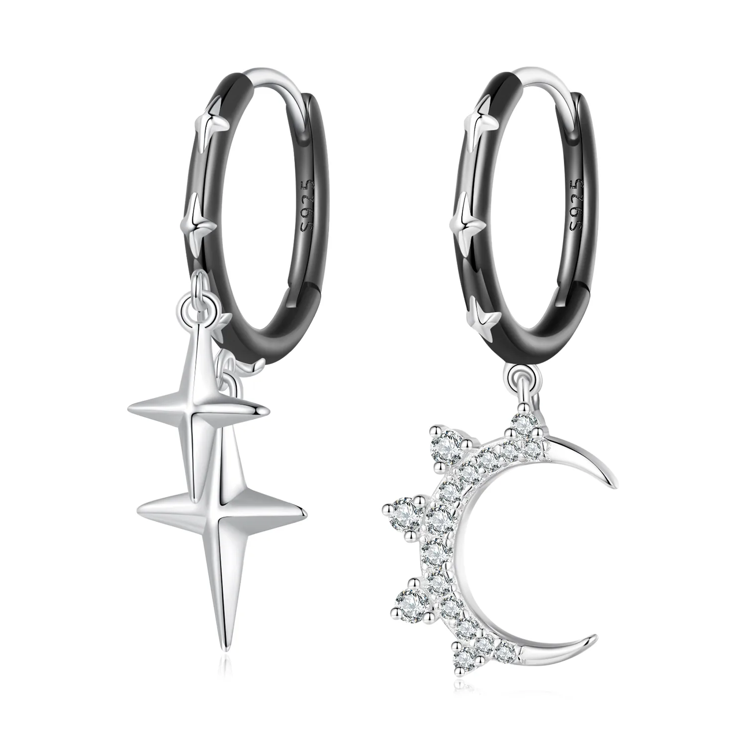 Orecchini A Perno In Argento Sterling 925 Con Motivo Sole E Luna – Gioiello Simbolo, Unisex, Piccolo Formato