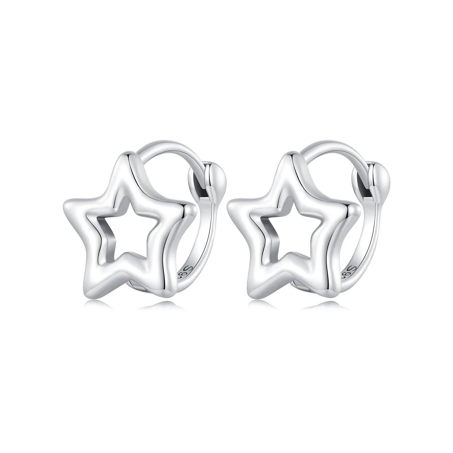 orecchini a cerchio stile pandora con stella bse896
