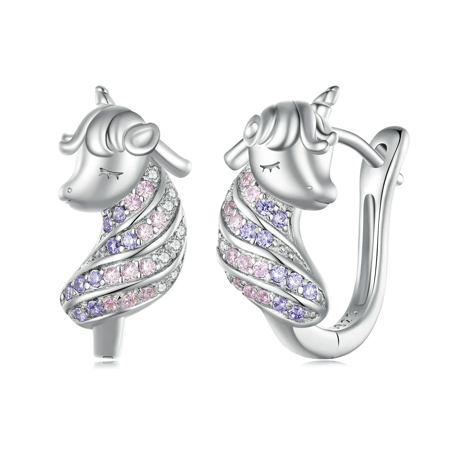 orecchini a cerchio stile pandora con unicorni bse832