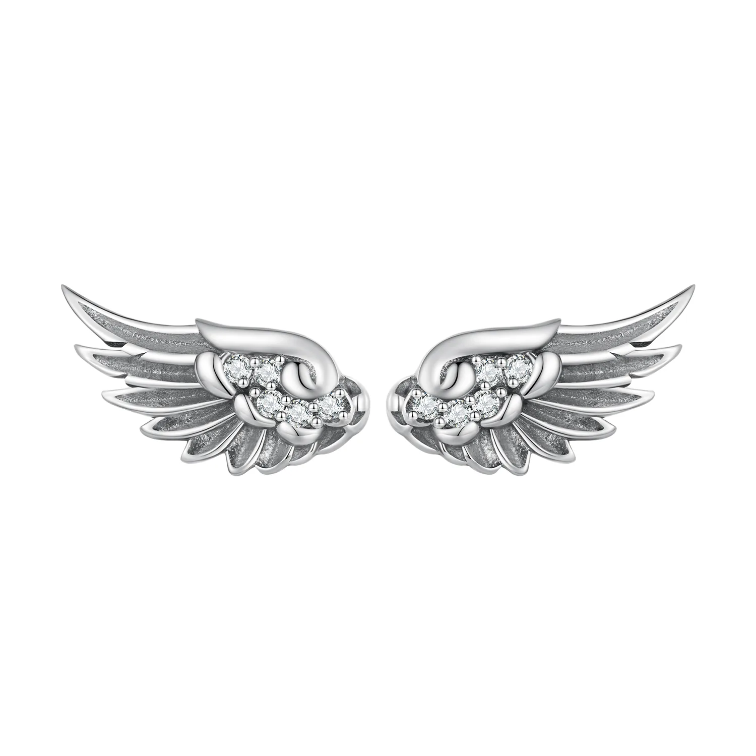 Orecchini A Ali D'Angelo In Argento 925 SILVEGO – Con Zirconia, Rodiati, 6x16 Mm, FW10187E