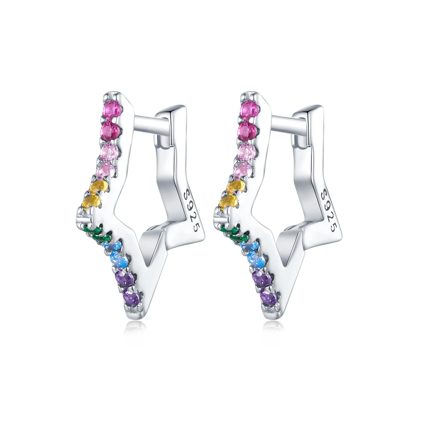 pandora stile orecchini cerchio stelle iridescenti sce1627