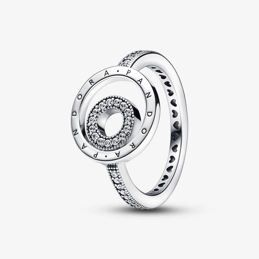 anello con pavé di cerchi con logo pandora 192316c01