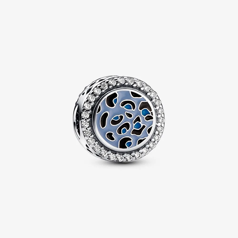 charm pandora in argento sterling con stampa leopardo blu 792016cz_e024