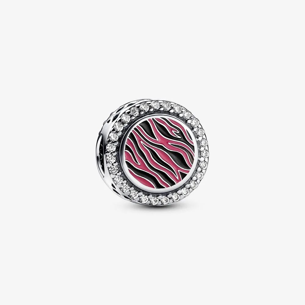 charm pandora in argento sterling con stampa zebra rosa 792016cz_e026