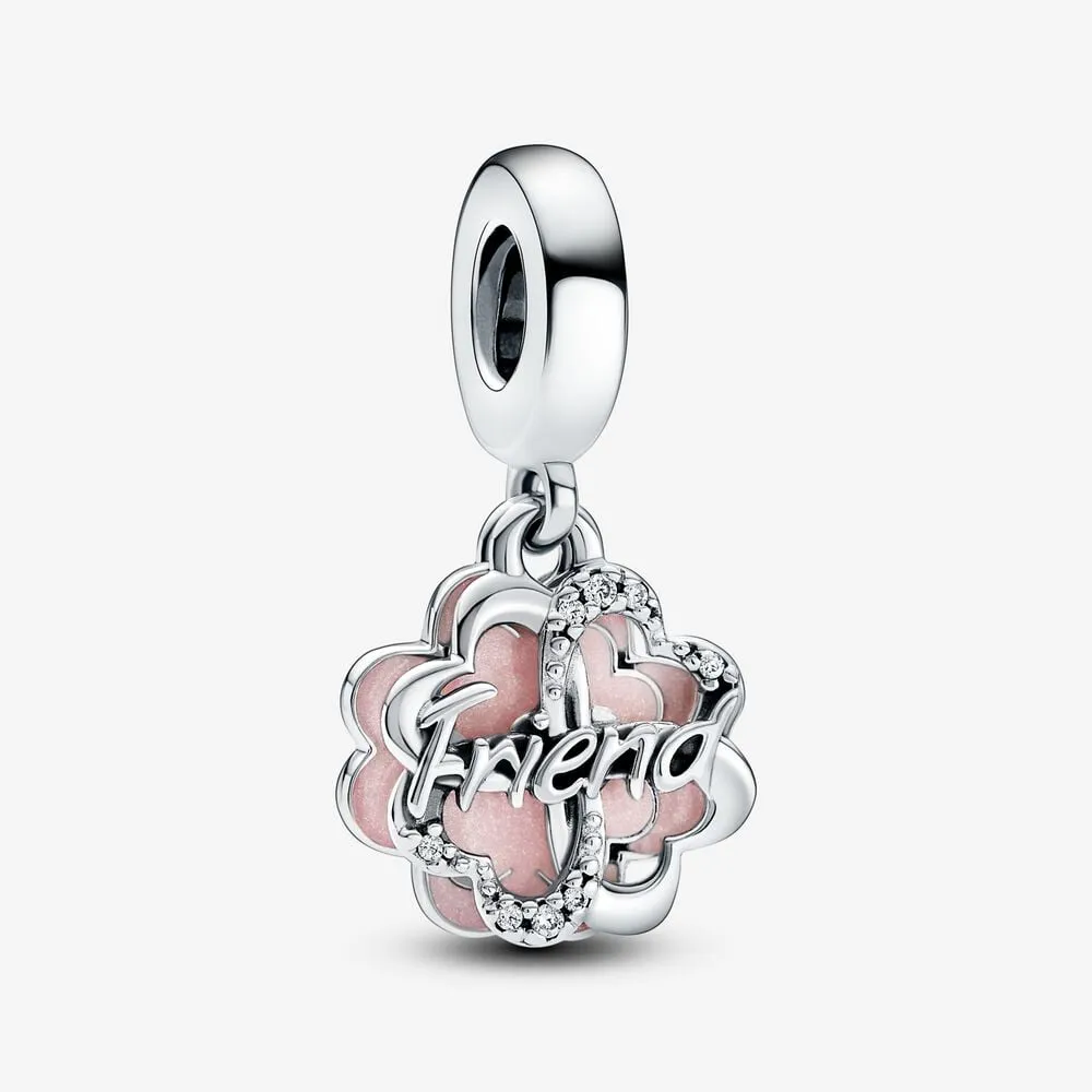 charm pendente pandora doppio dellamicizia con quadrifoglio 792245c01