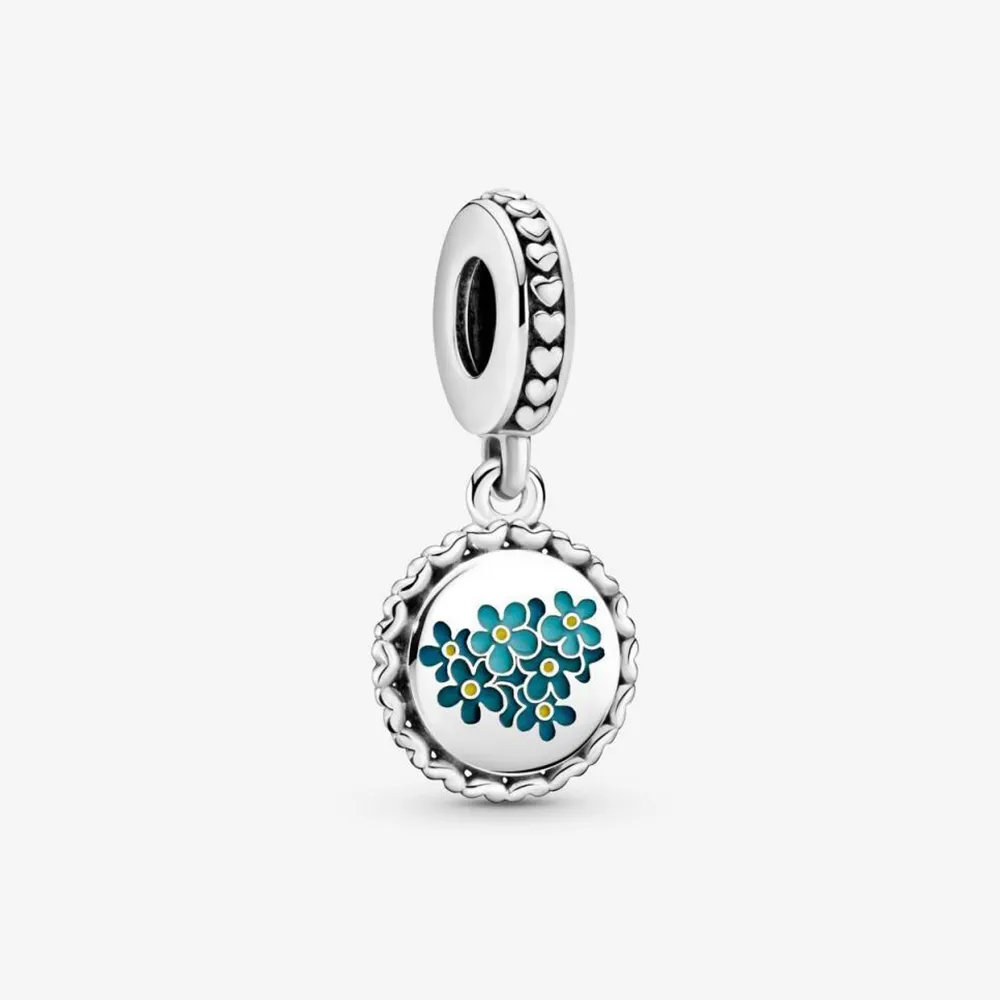 charm pendente pandora fiore blu del non ti scordar di me 792018c00_e031
