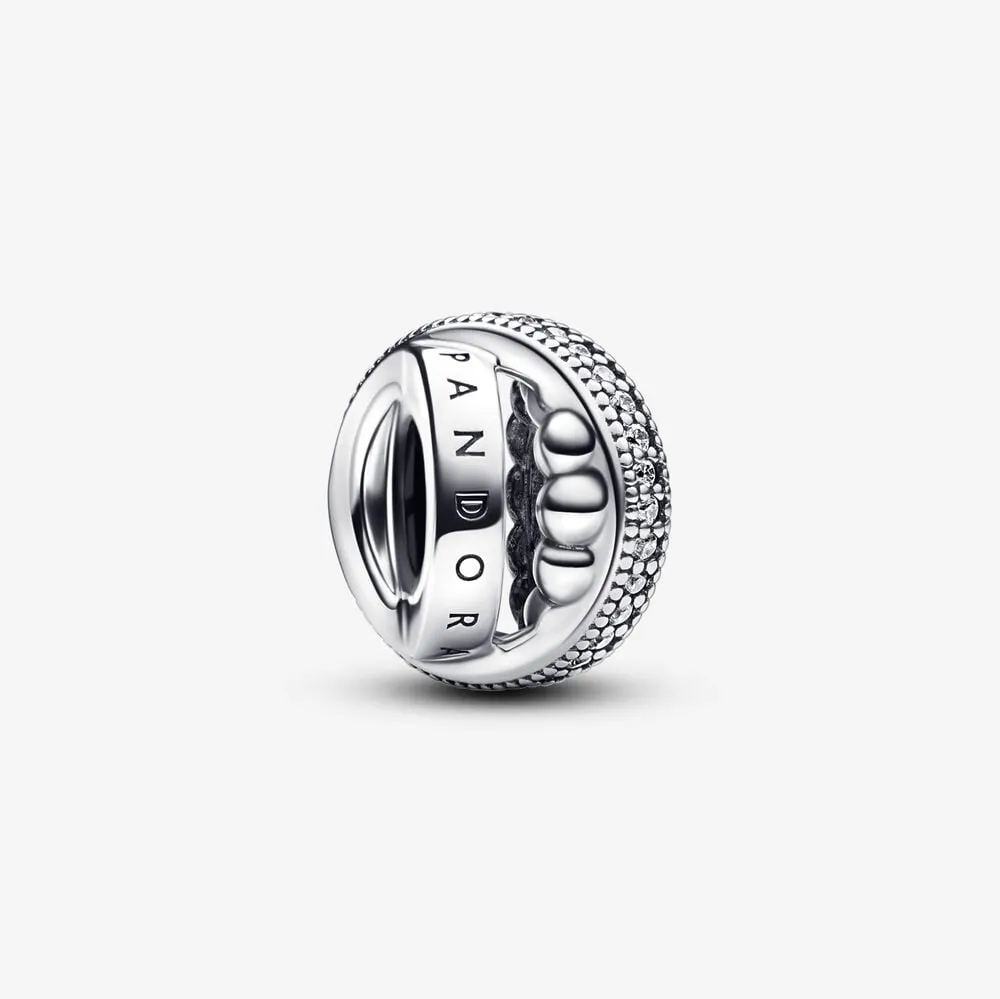 ciondolo con logo pandora pavé e perline 792317c01