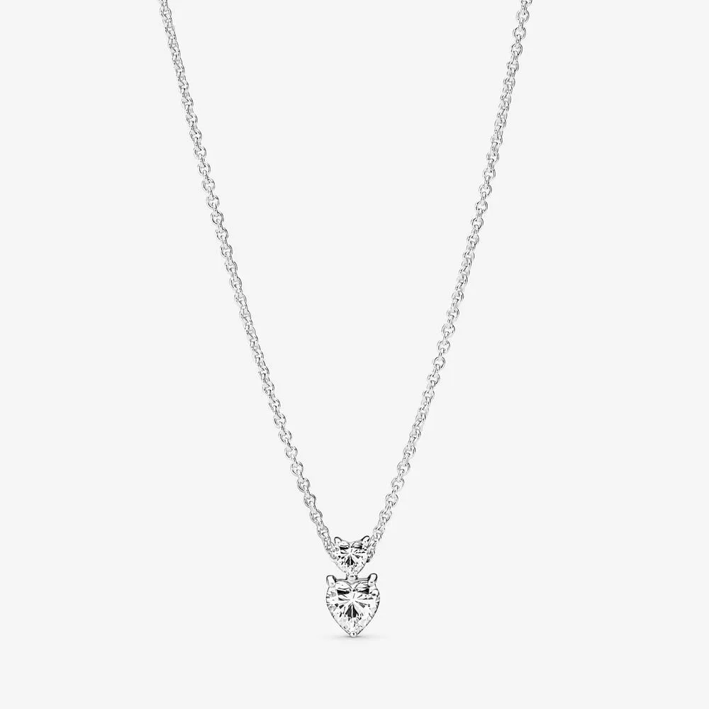 collana collier scintillante con pendente a doppio cuore 391229c01
