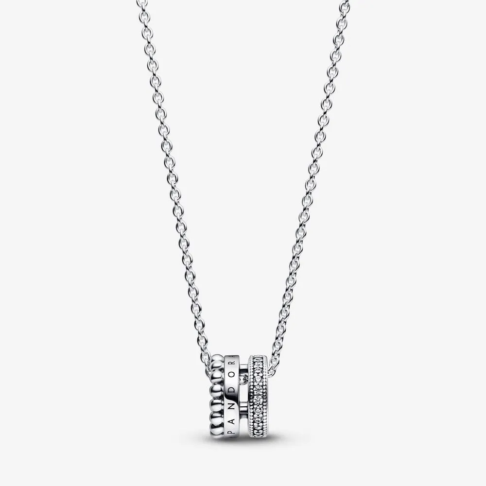 collana e ciondolo con logo pandora signature in pavé e perline 392311c01