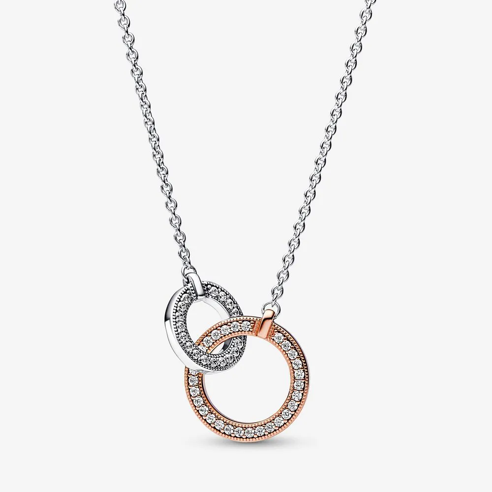 collana pandora signature con cerchi intrecciati bicolore 382778c01