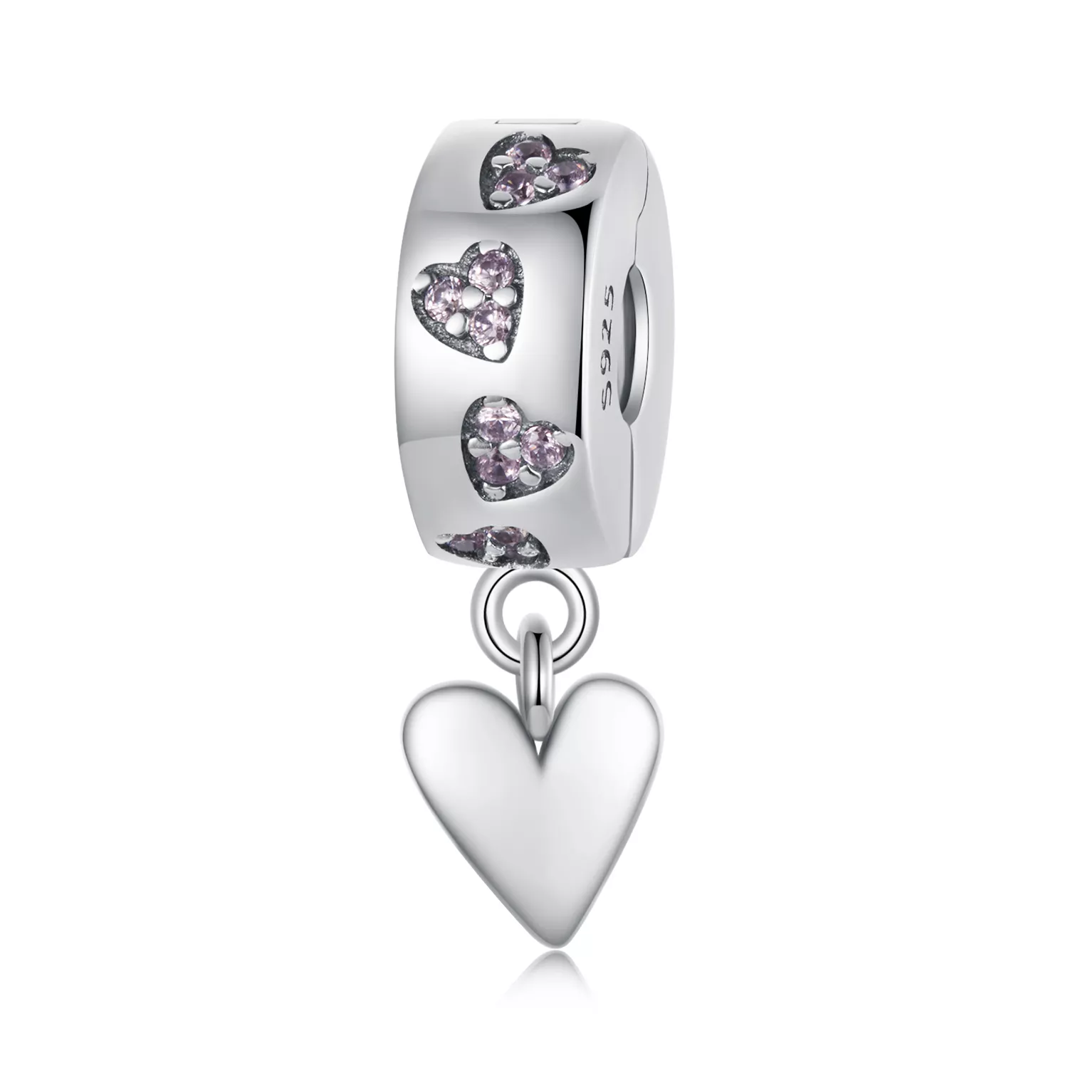 ciondolo con fibbia in silicone a forma di cuore intelligente stile pandora scc2694