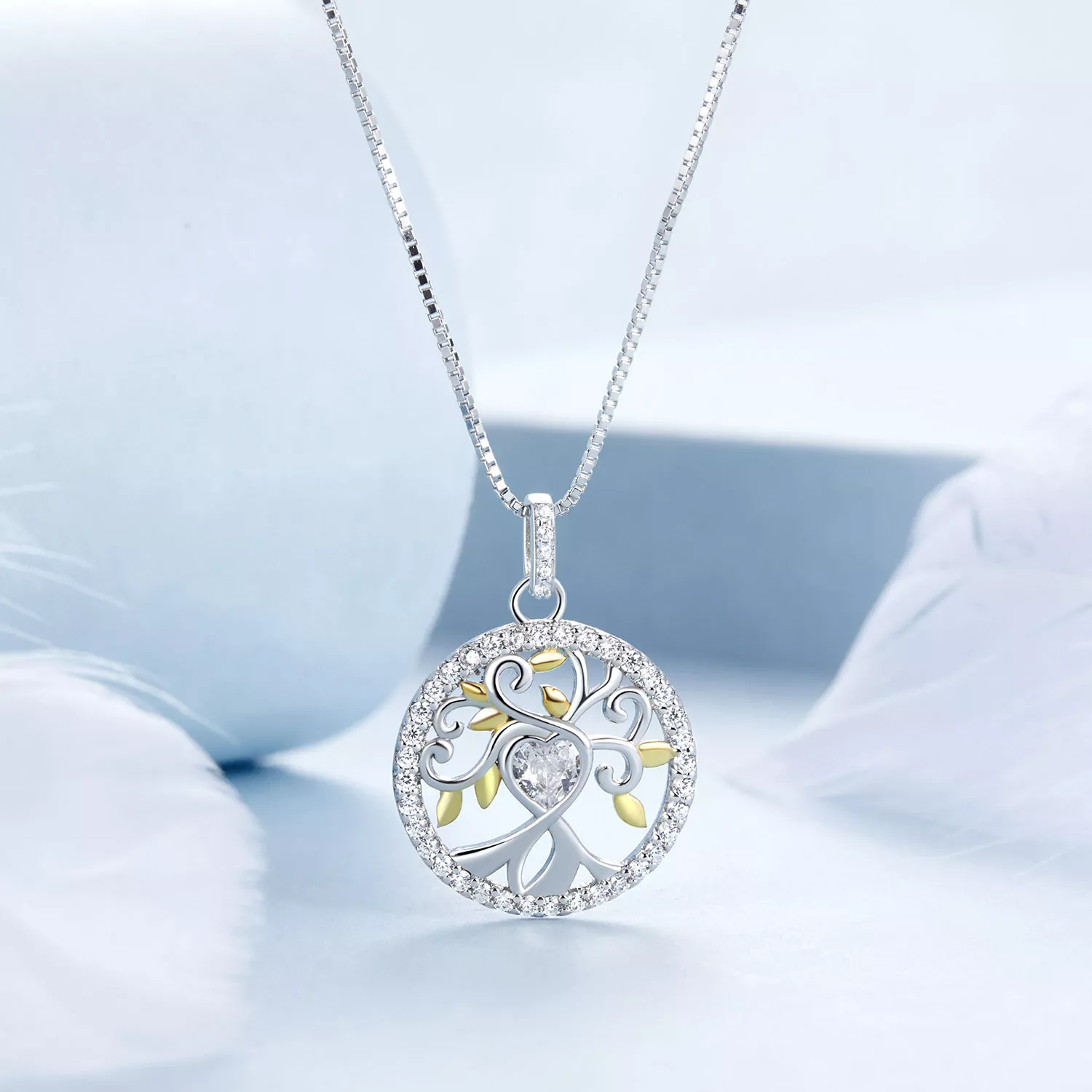Viceroy Fashion Collana Con Ciondolo Albero Della Vita – Acciaio Inox, Resina Bianca E Zirconi