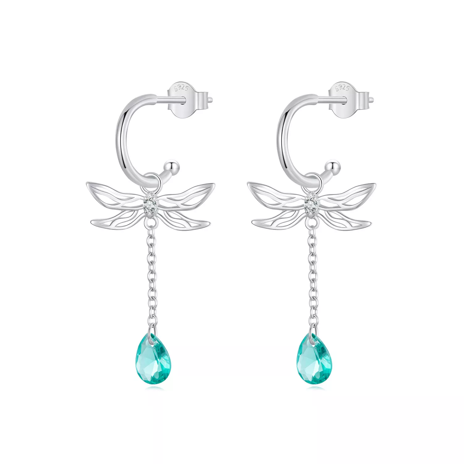 orecchini a bottone con nappa libellula stile pandora sce1699