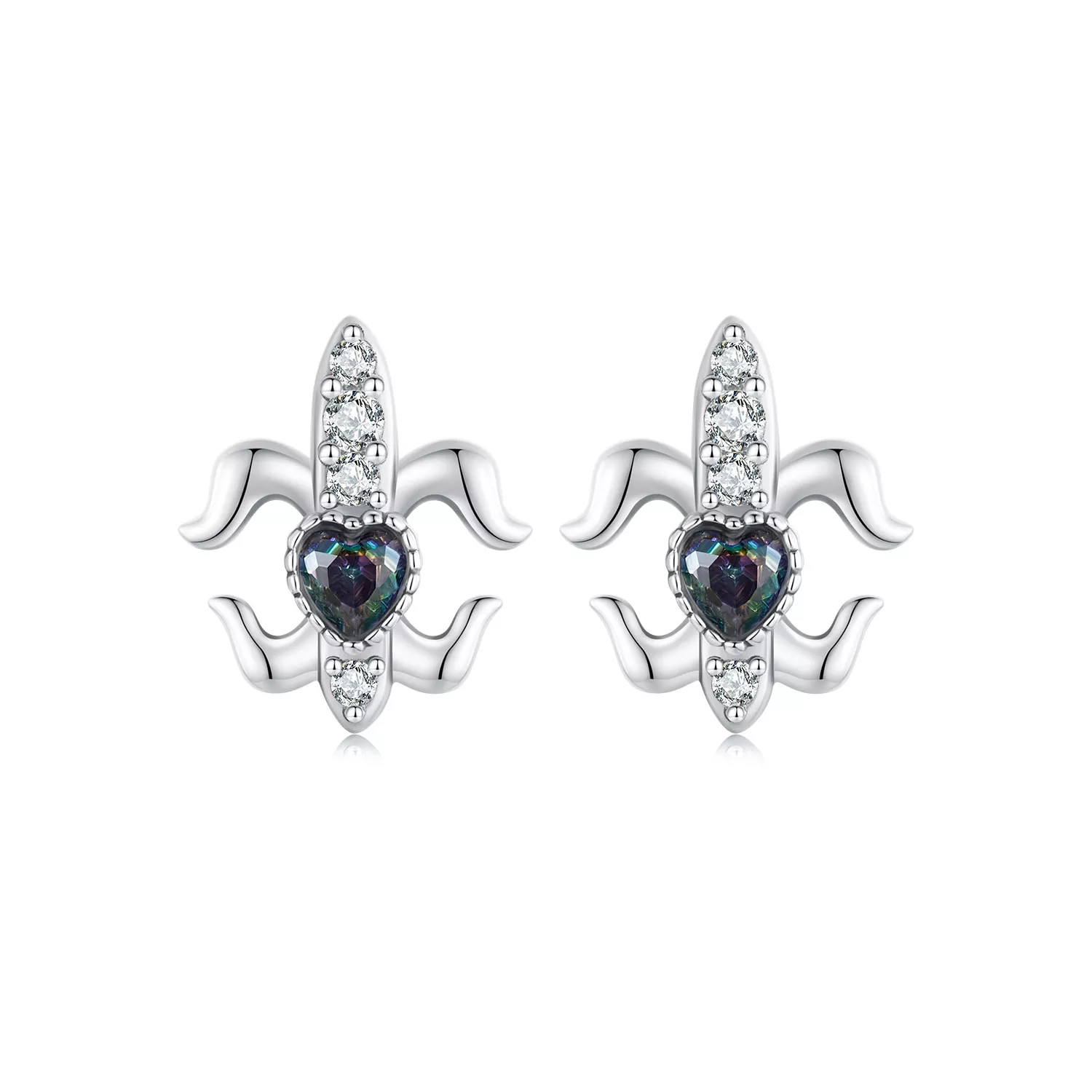 orecchini a bottone vintage con iris stile pandora bse968