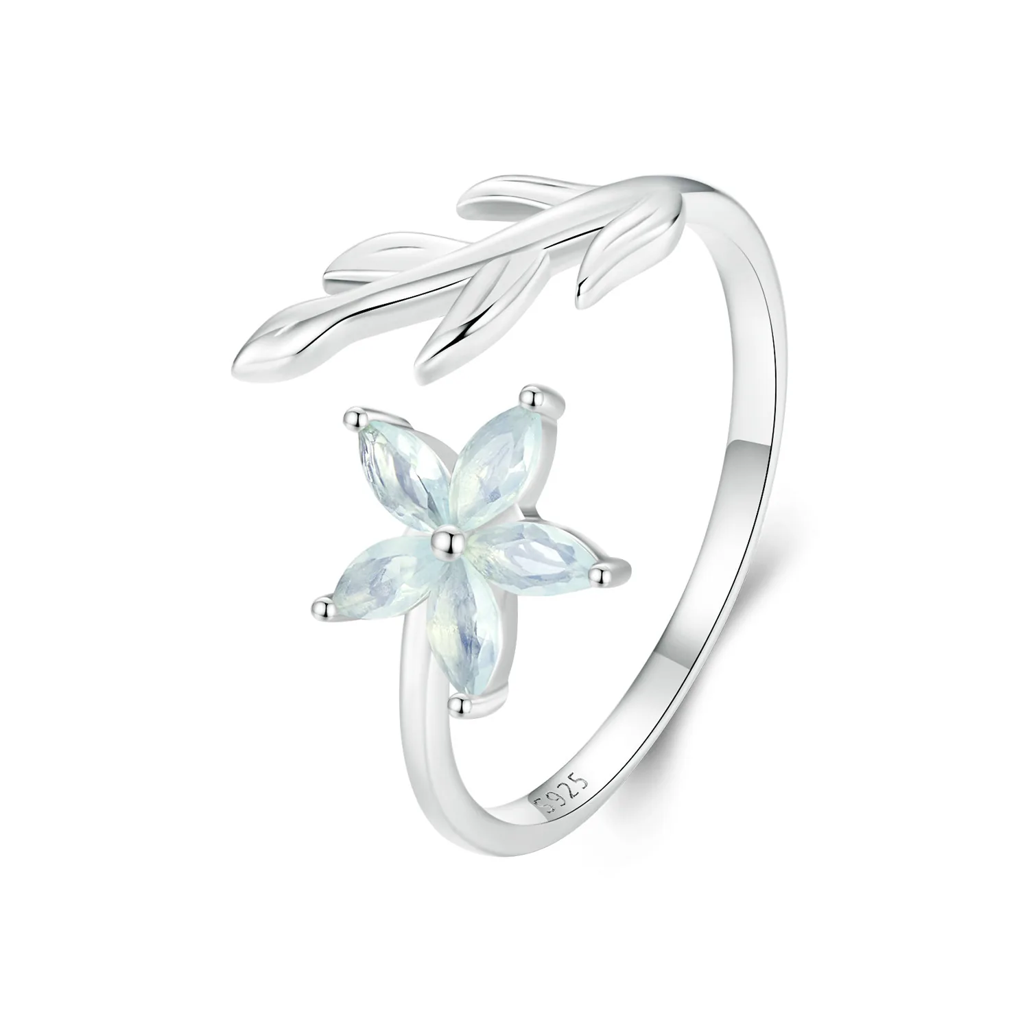 Anello Con Ciondolo Voroco In Argento 925 E Cristallo - Fiore Donna, Taglia 10 - Foto 2