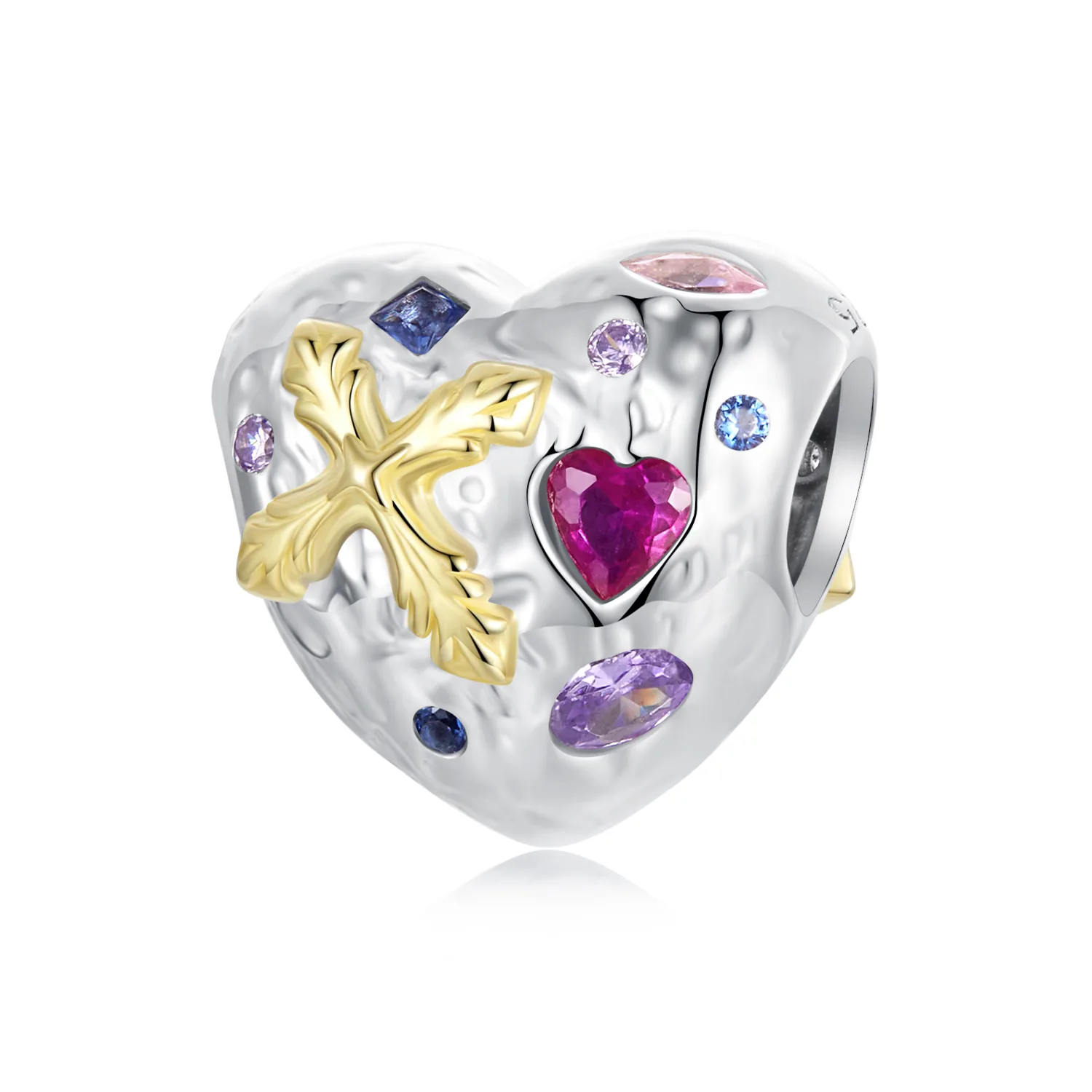 ciondolo a forma di cuore con croce vintage stile pandora bsc1006