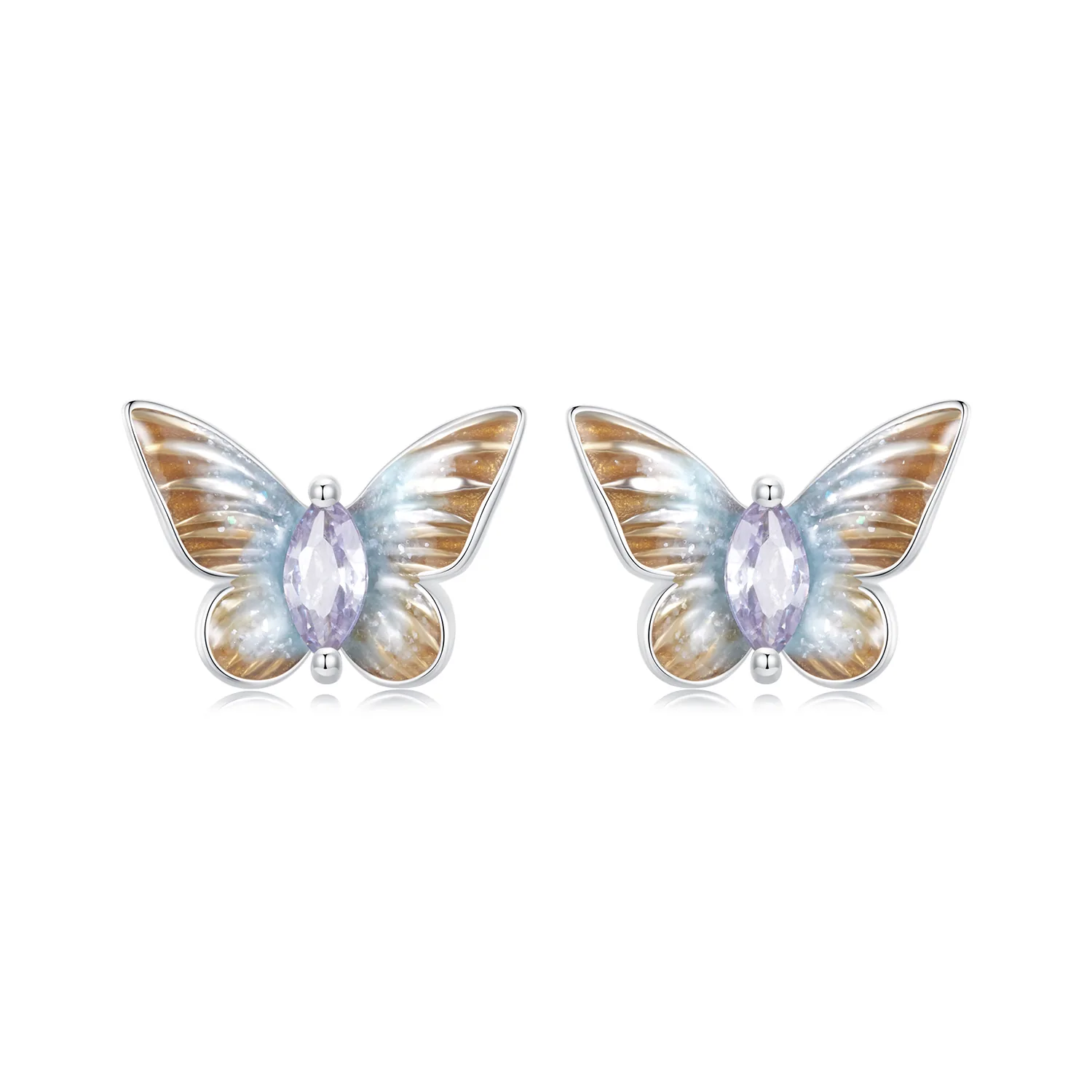orecchini a bottone con farfalla graziosa stile pandora bse993