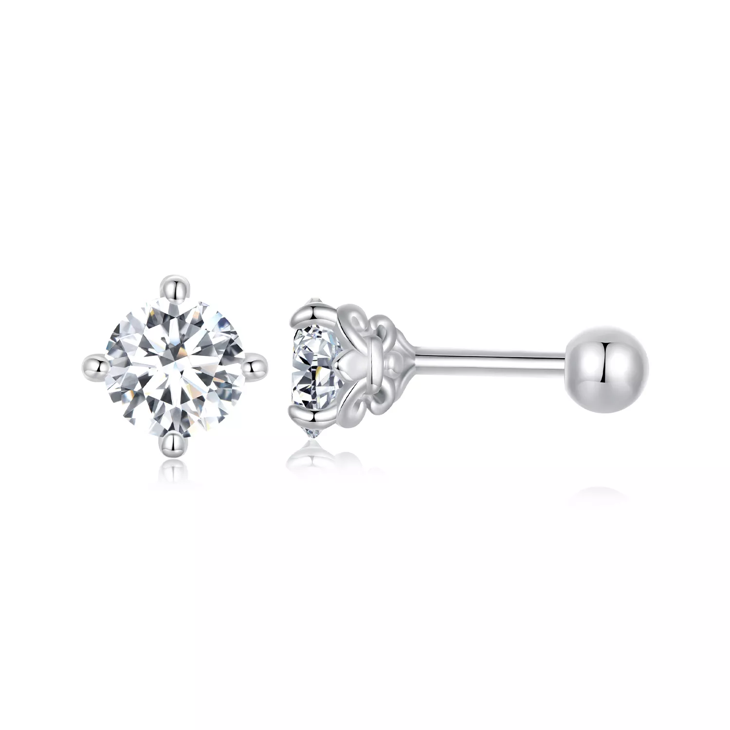 orecchini a sfera in filo con motivo moissanite stile pandora due certificati mse050