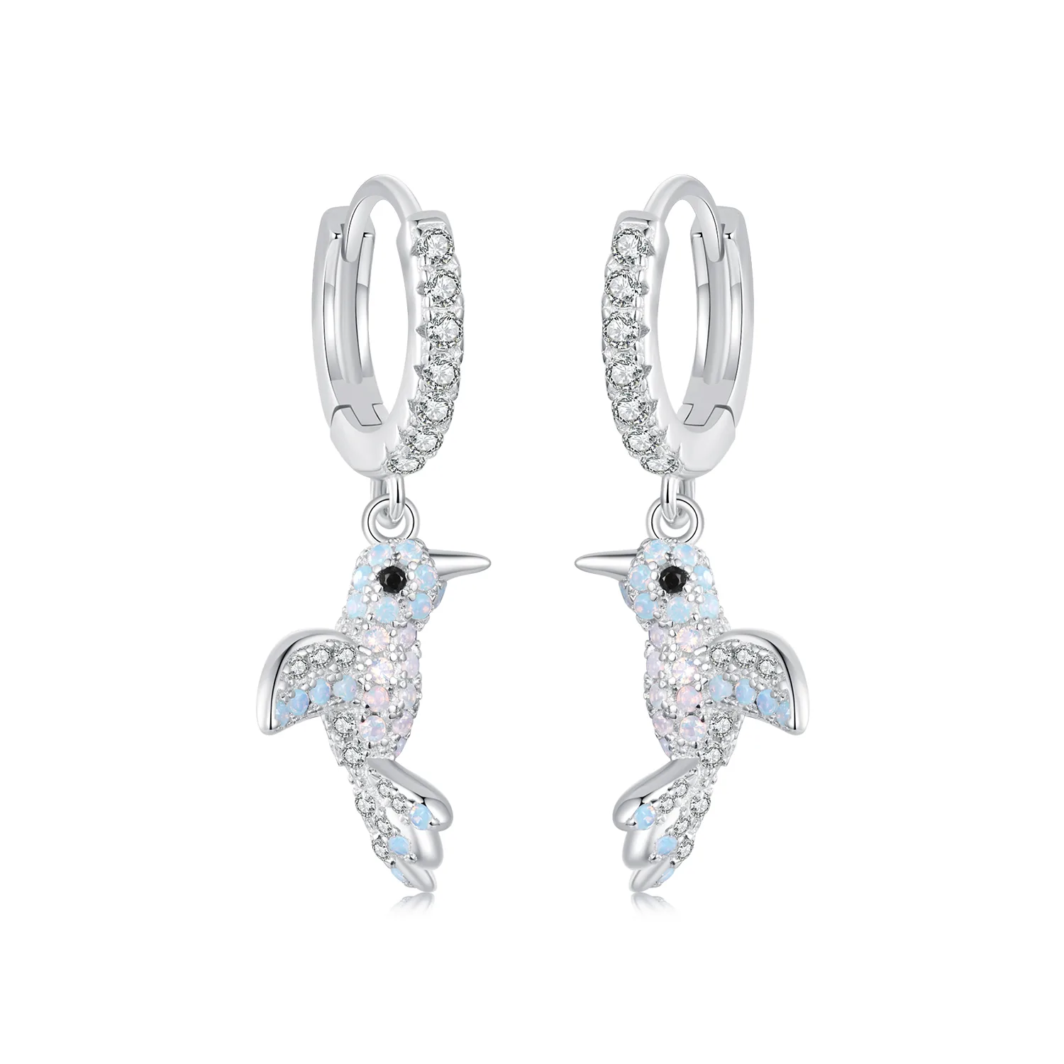 Orecchini A Forma Di Uccellino In Argento Sterling 925 Con Zirconi Cubici - 8x6 Mm - In Astuccio Regalo - Donna O Bambina - 2