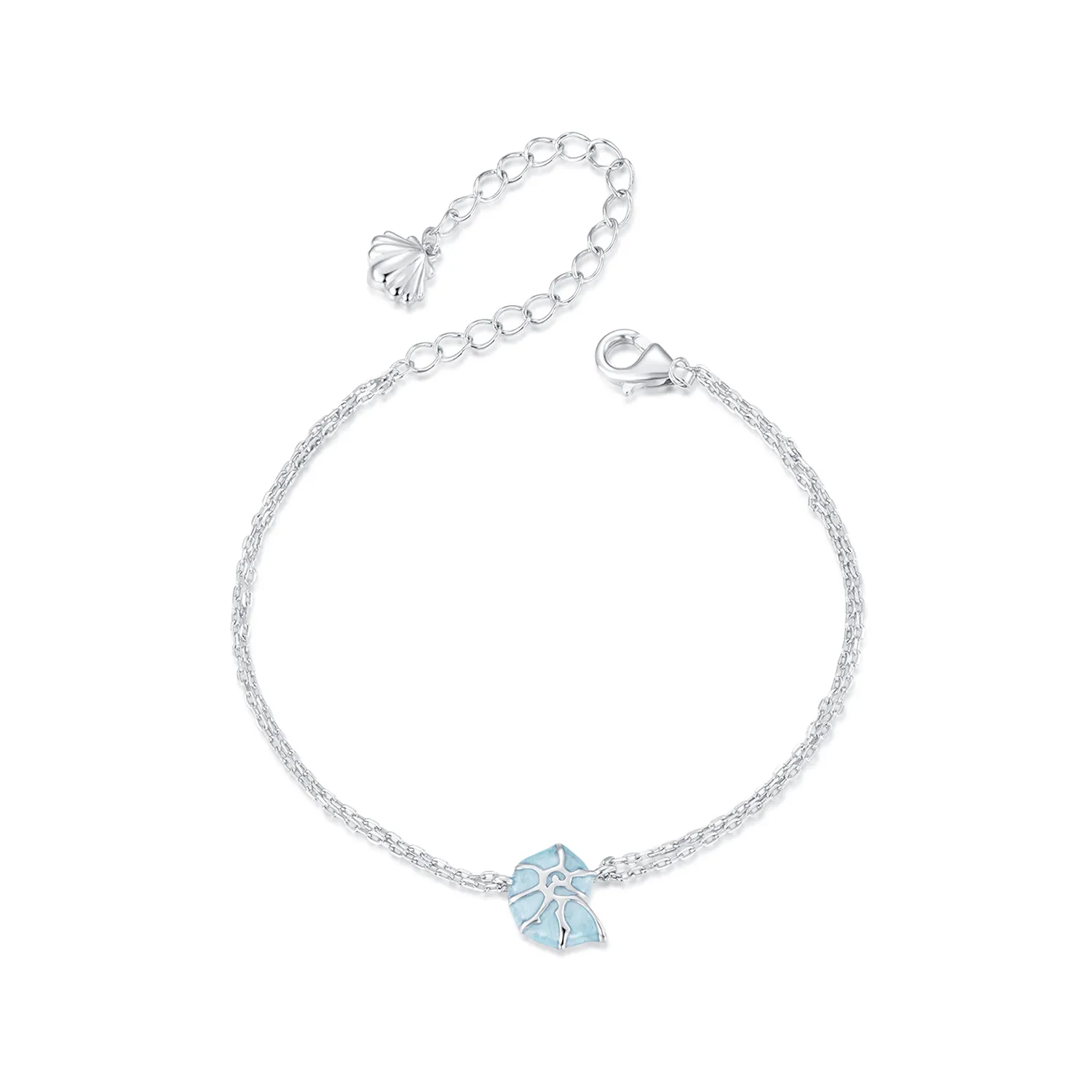 bracciale con chiglia blu stile pandora bsb176