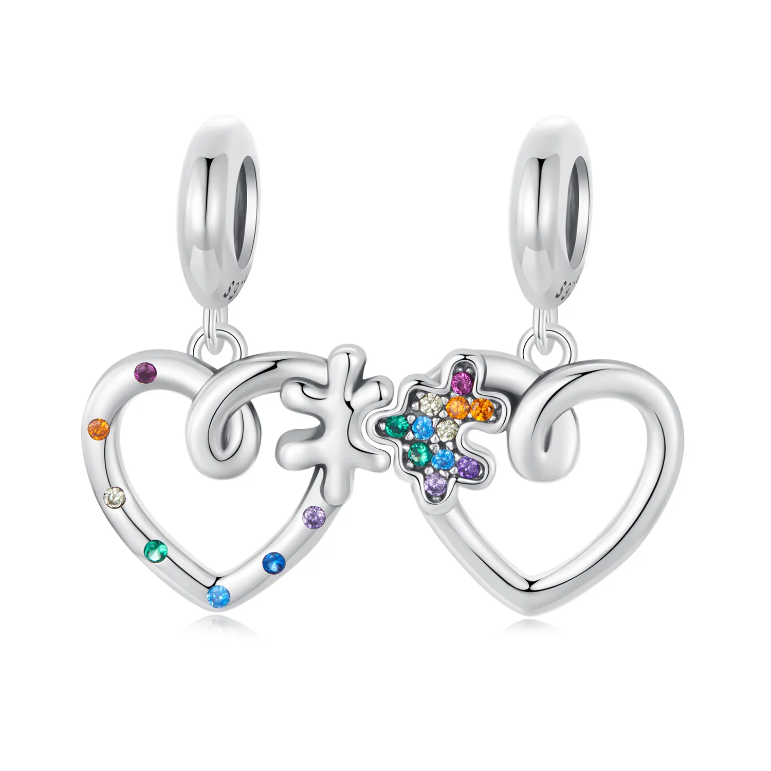 ciondolo puzzle cuore stile pandora scc2774