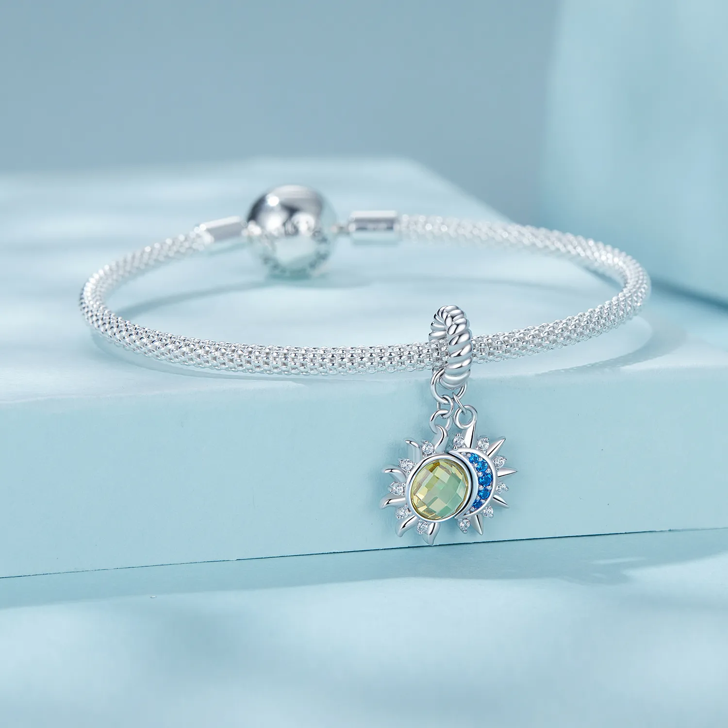 REDSUN Luna e Sole Bracciale con Cristallo Rosa Argento