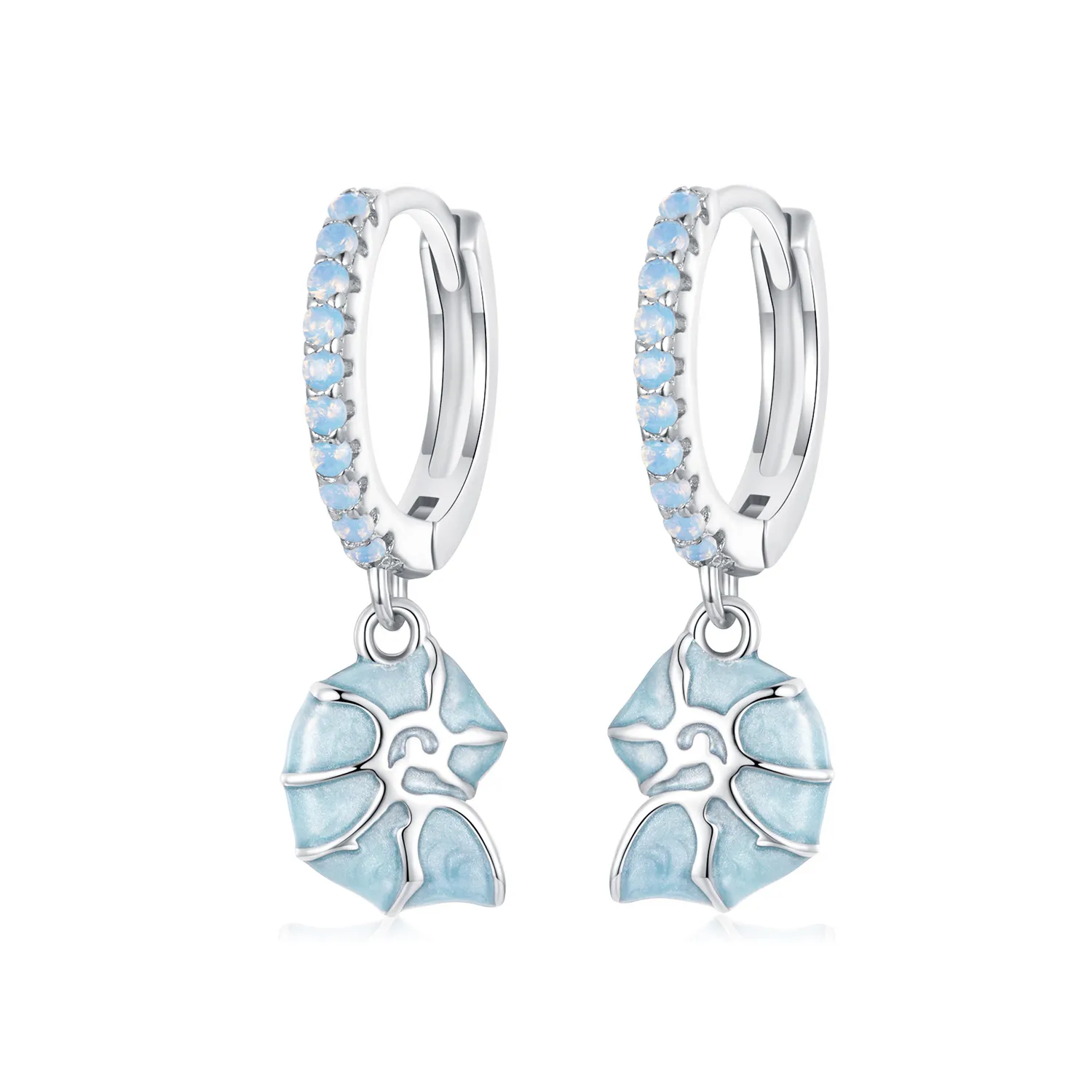 orecchini a conchiglia blu stile pandora bse1012