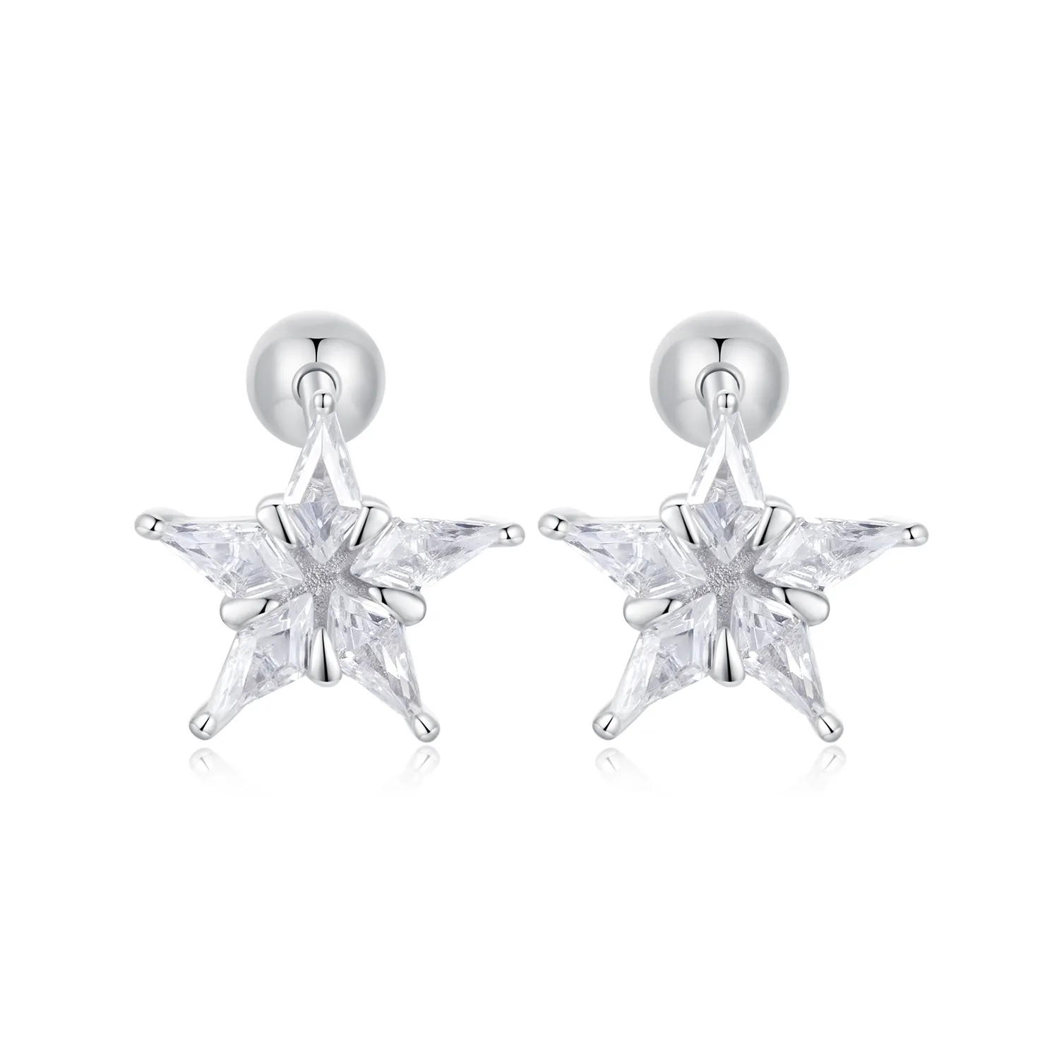 orecchini con stella scintillante stile pandora bse1009
