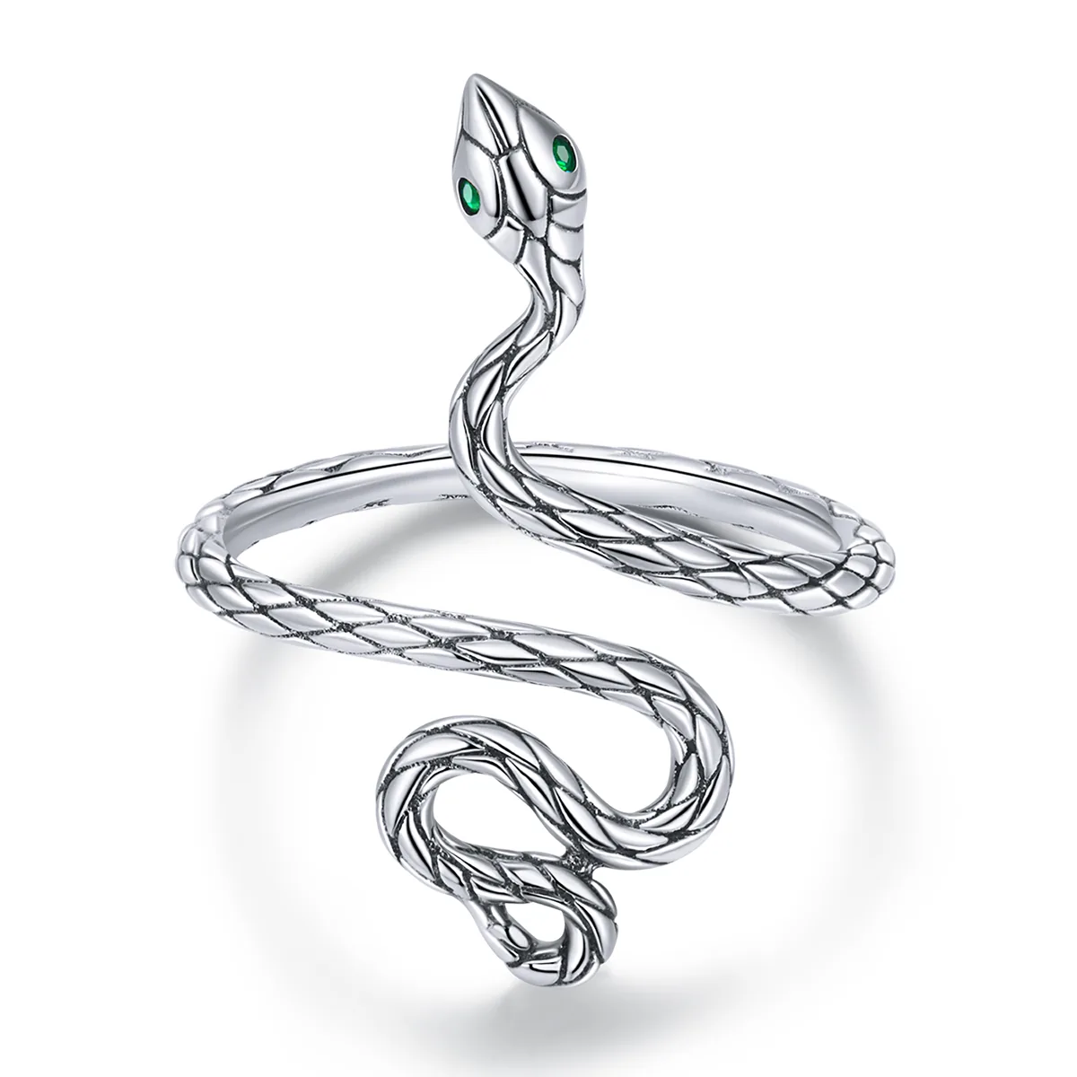 anello in argento stile pandora con serpente bsr199