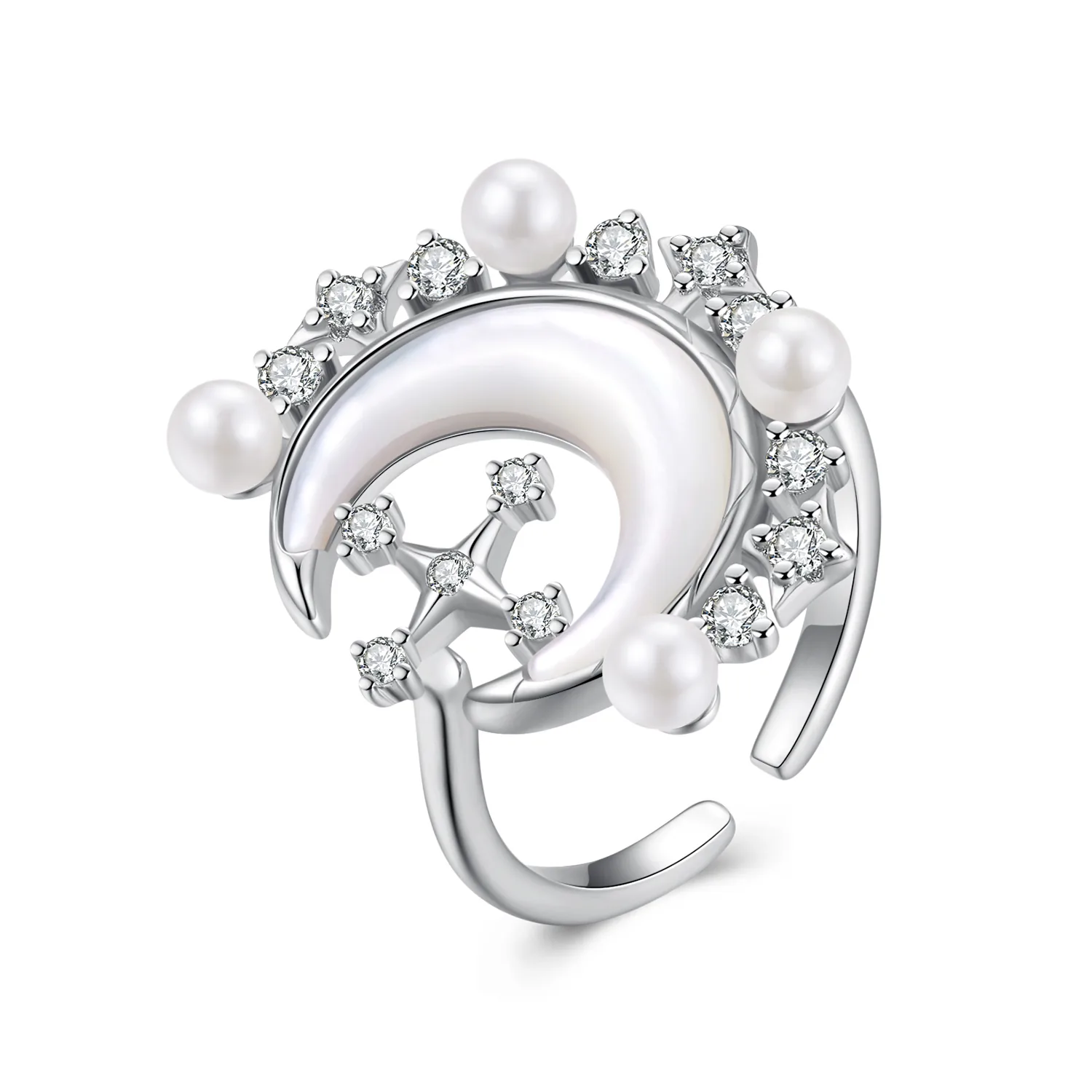 anello stile pandora con luna crescente yir243 e