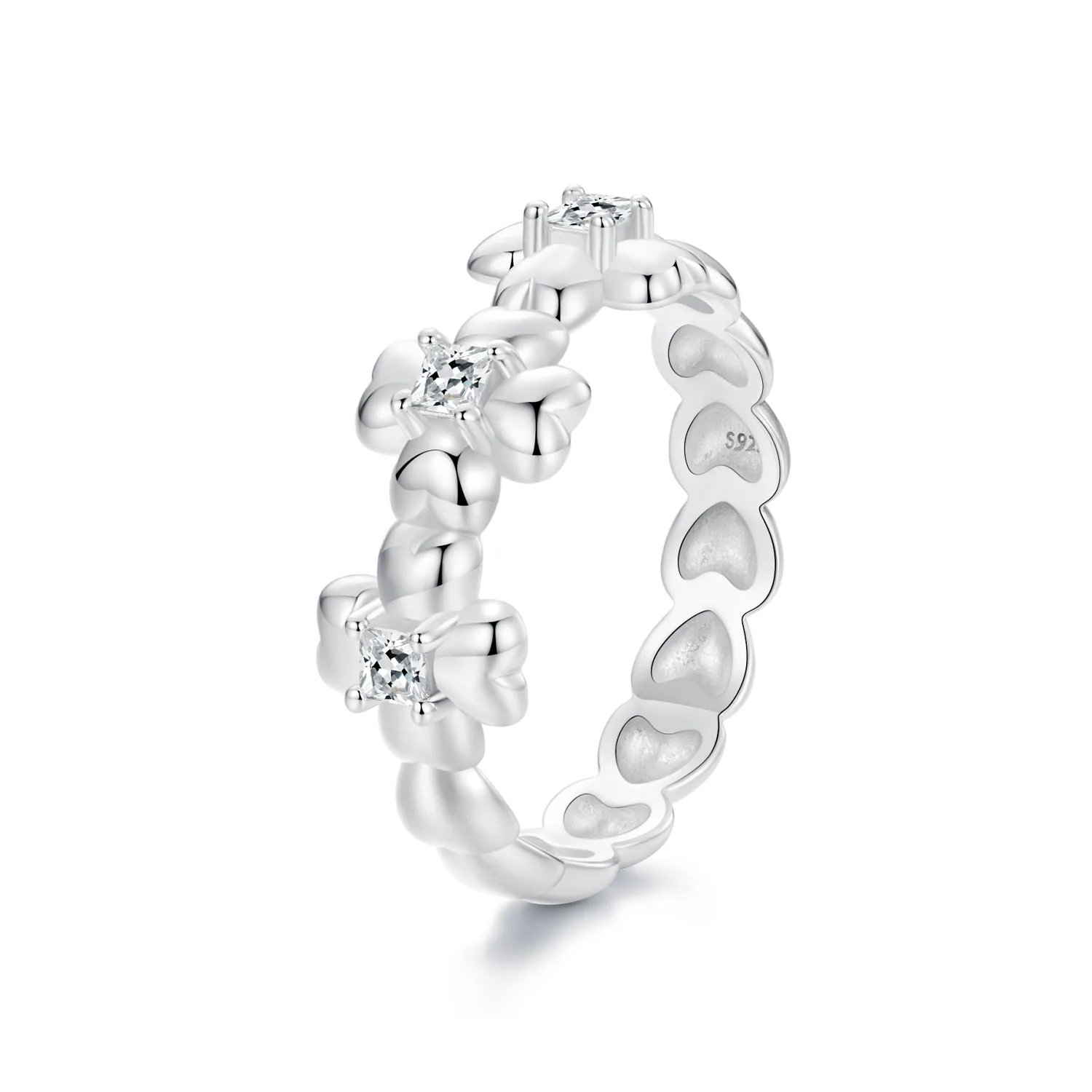 anello stile pandora con quadrifoglio scr1045