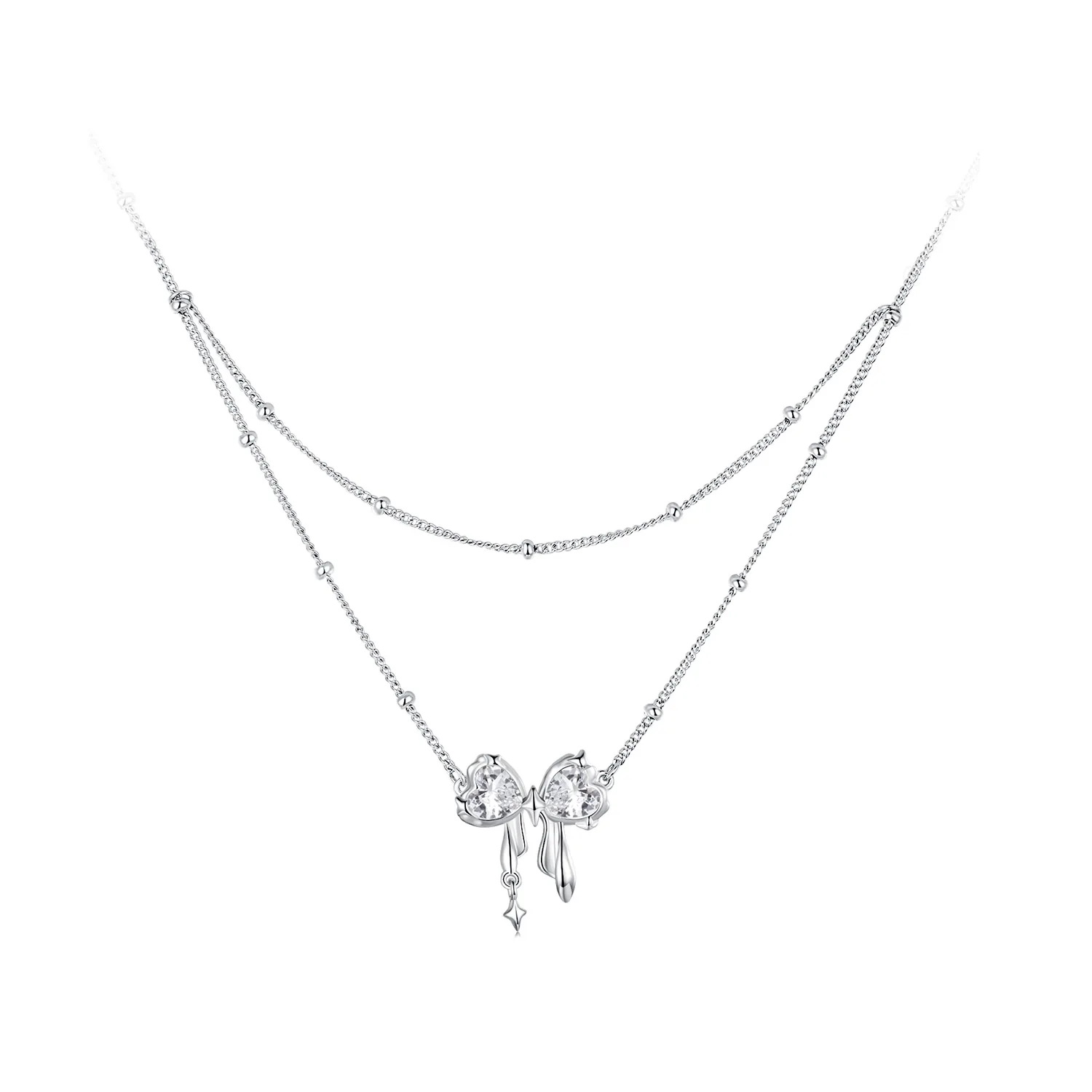 collana con catena a fiocco splendente stile pandora bsn398