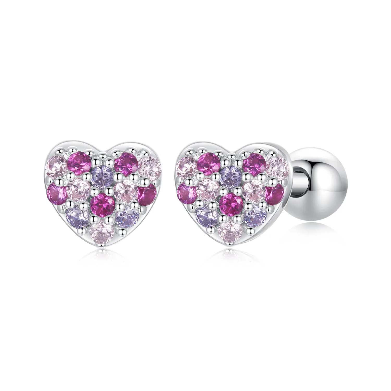 orecchini a forma di cuore colorato stile pandora bse1044