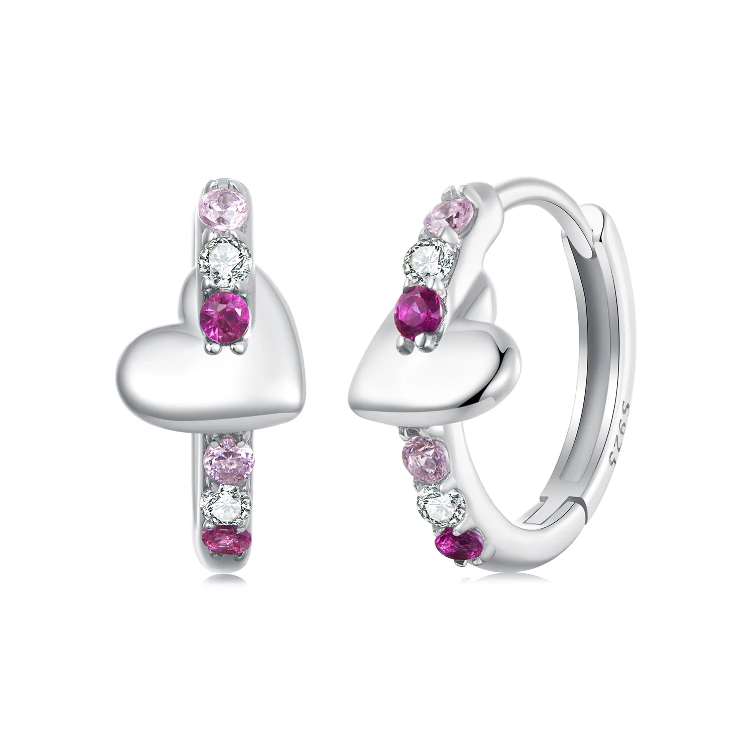 orecchini a forma di cuore colorato stile pandora bse1049
