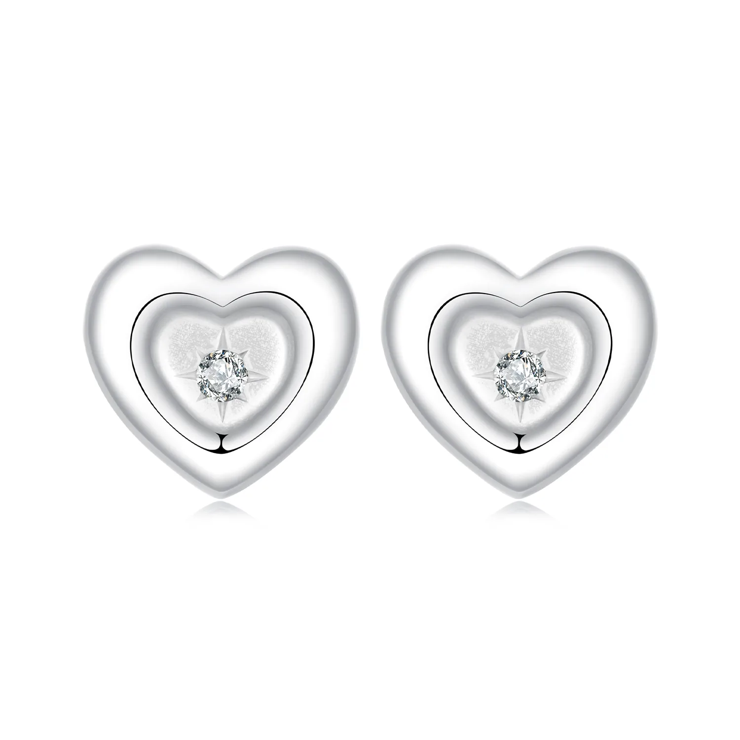 orecchini a forma di cuore con stella stile pandora bse1045